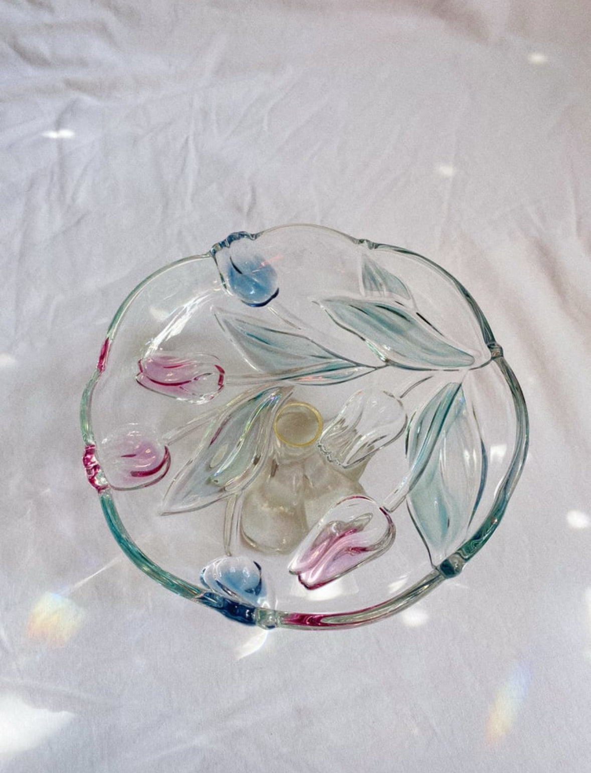 Vintage Mikasa Footed Glass Tulip Platter