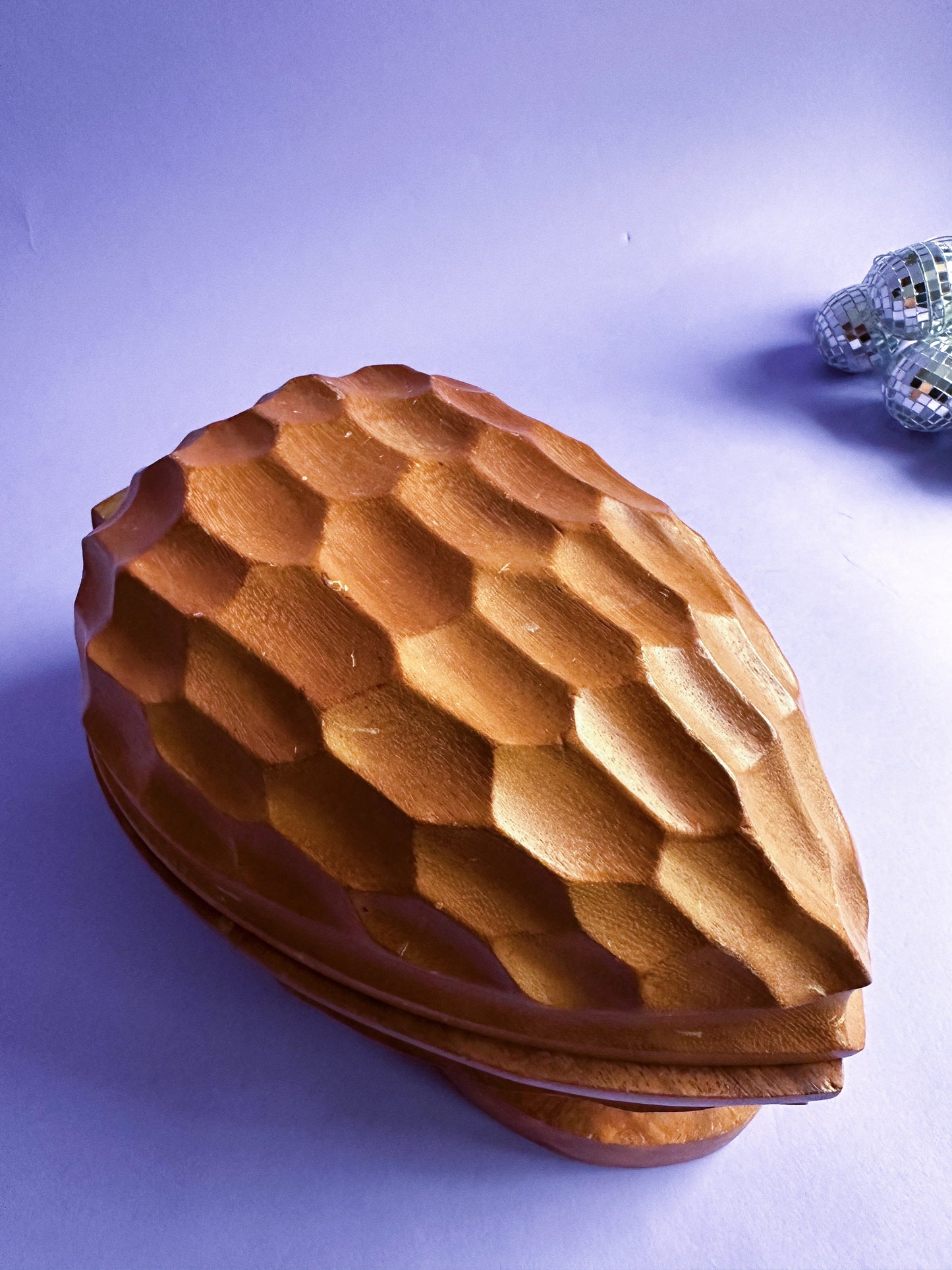 Vintage Carved Walnut Nut Cracker Bowl Set With Tools Mid Century 9½" X 6"