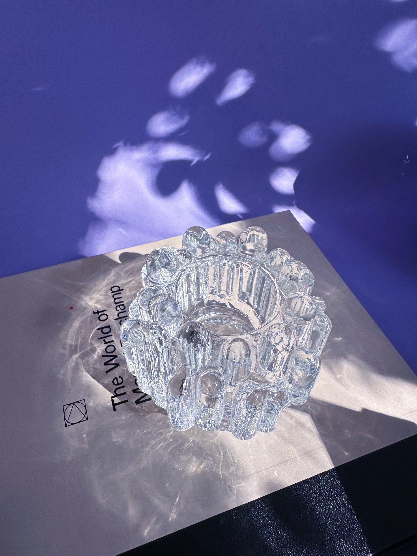 Vintage Glass Candle Votive Holder KOSTA BODA Sweden Polar Ice Stalagmite Heavy