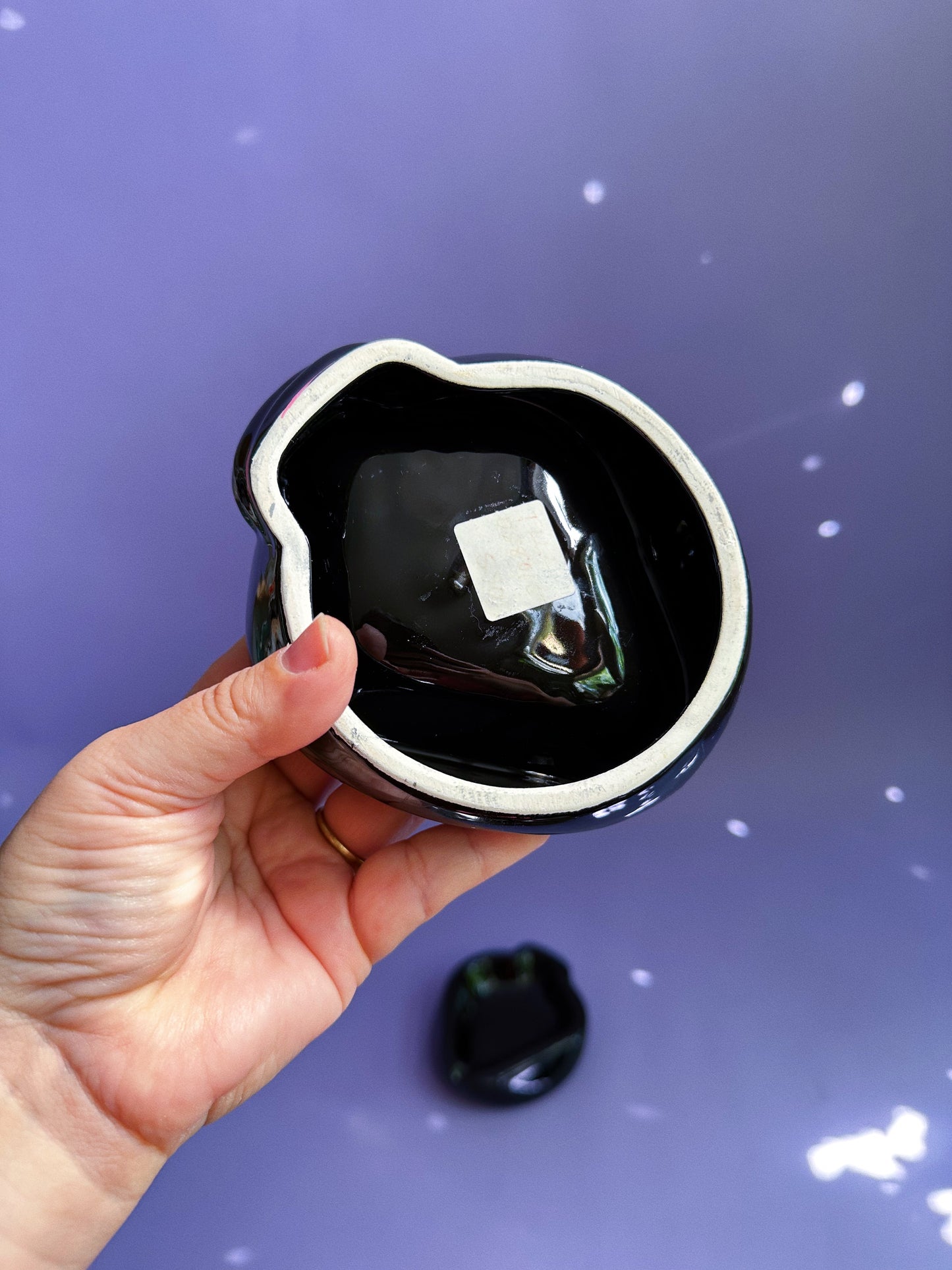 Vintage Black / Pink Ceramic Spade Post Modern Ashtrays