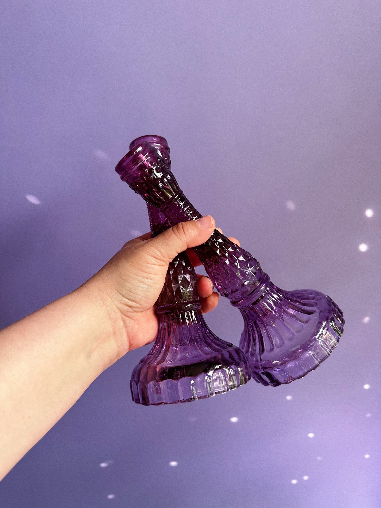 Purple Glass Candlesticks