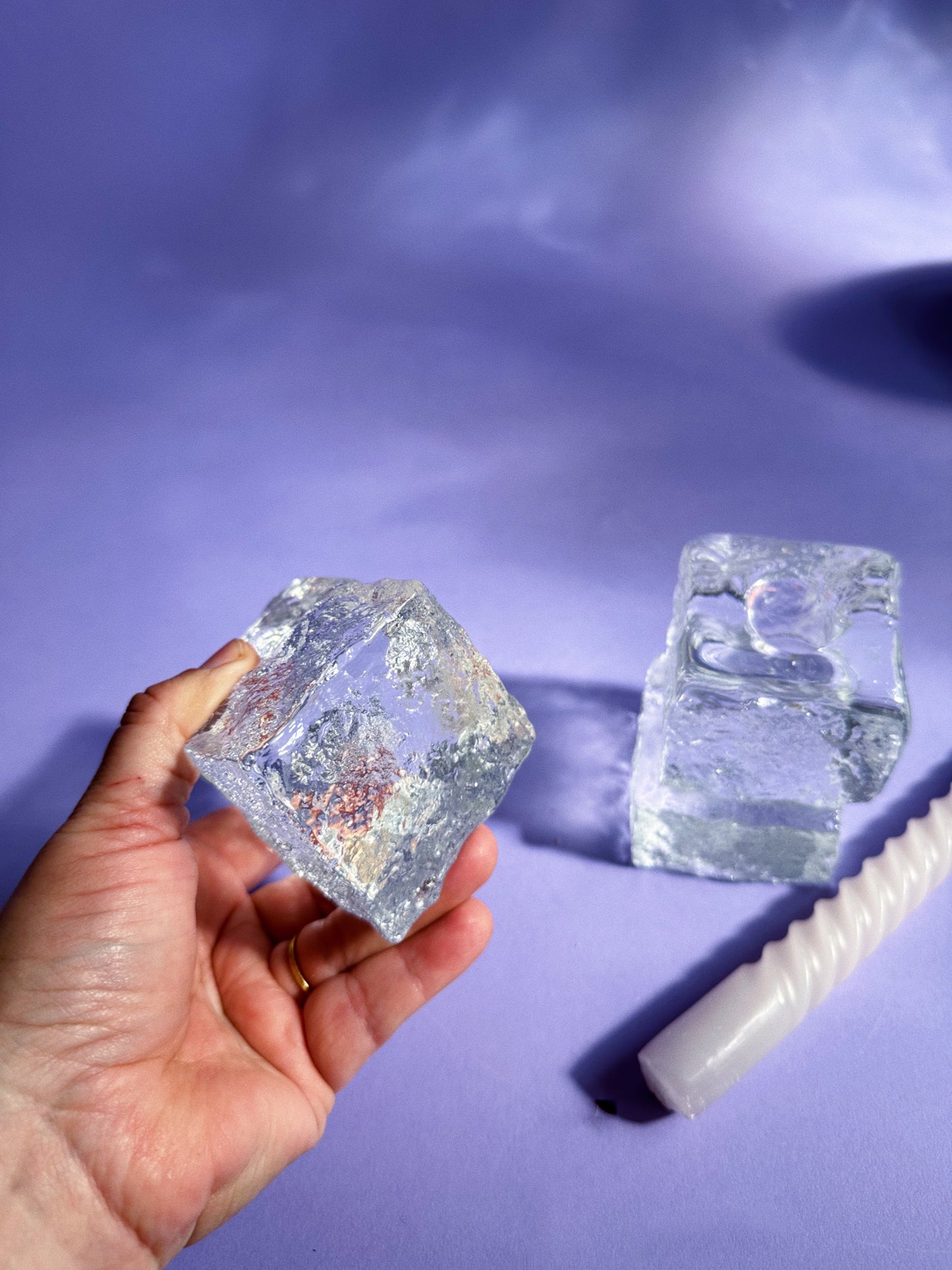 Blenko Glass Double Ice Cube Taper Candle Holders Set Of 2