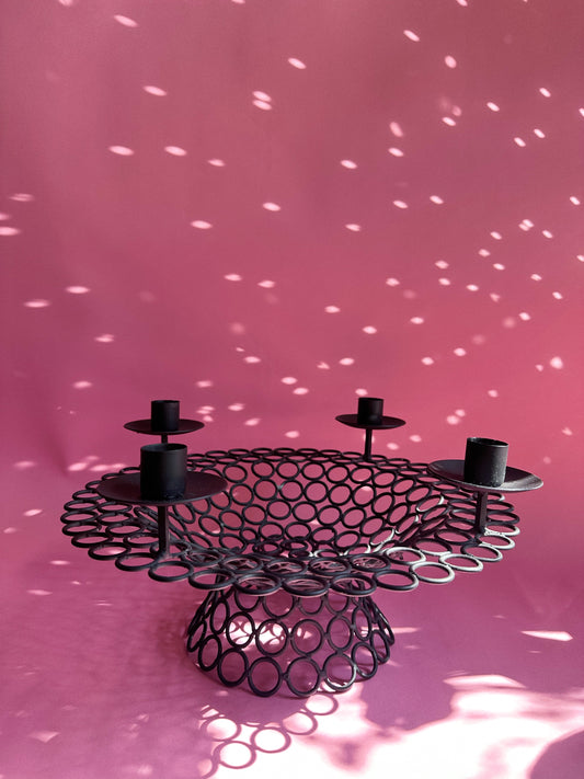 Vintage Black Metal Decorative Candelabra