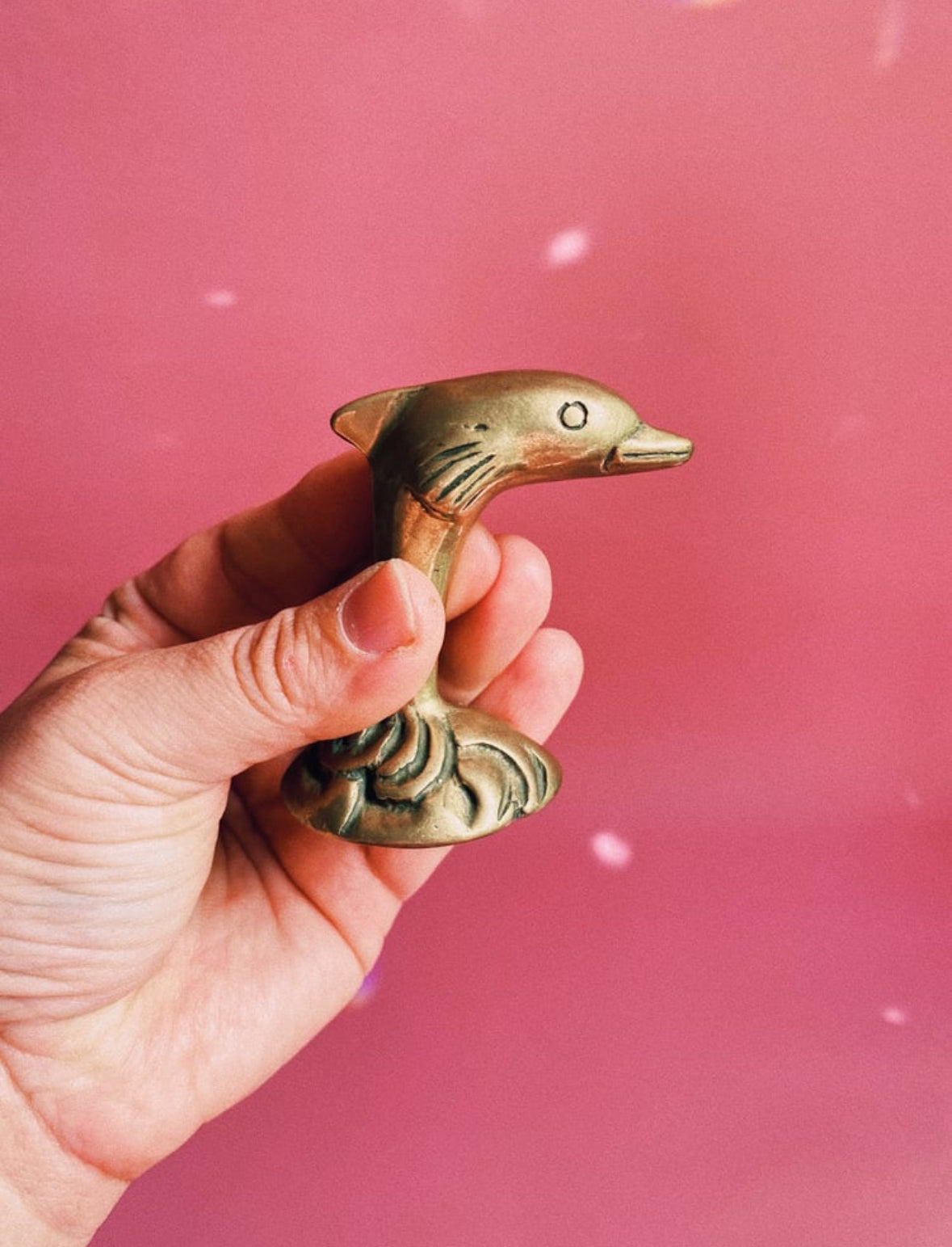 Solid Brass Dolphin Figurine Sculpture