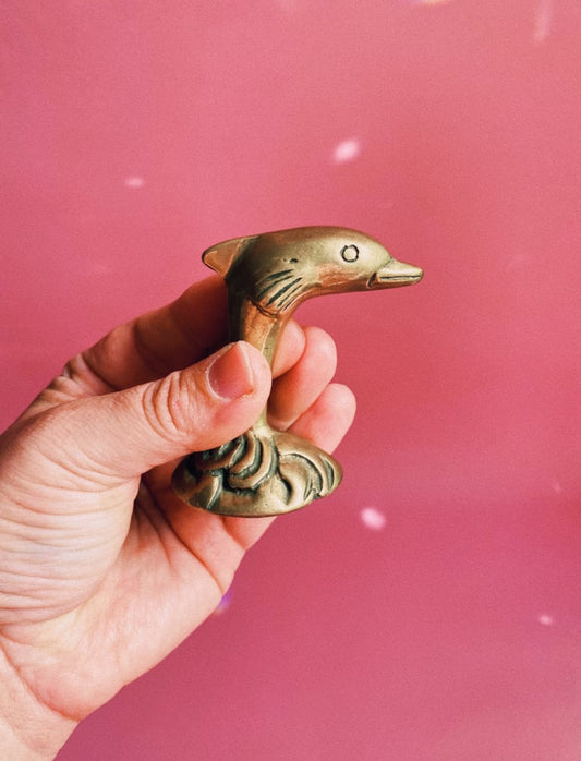 Solid Brass Dolphin Figurine Sculpture