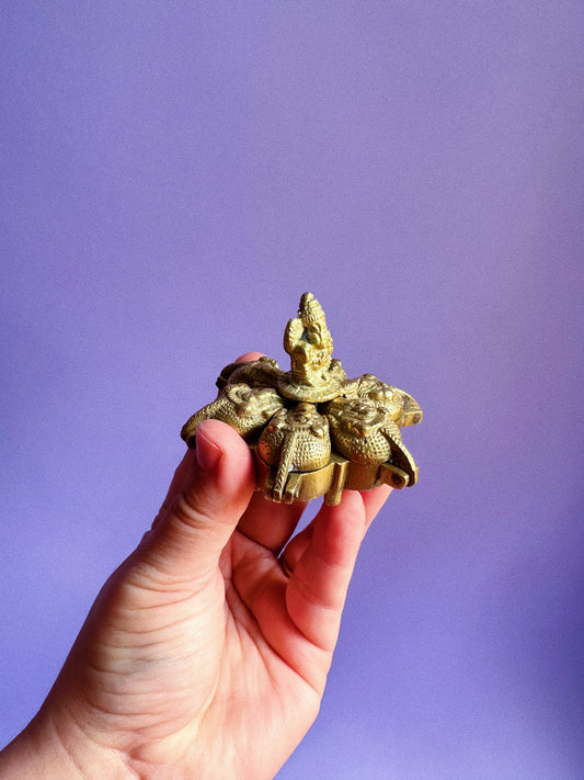 Antique Indian Brass Kumkum Ritual Figural Container Ganesha