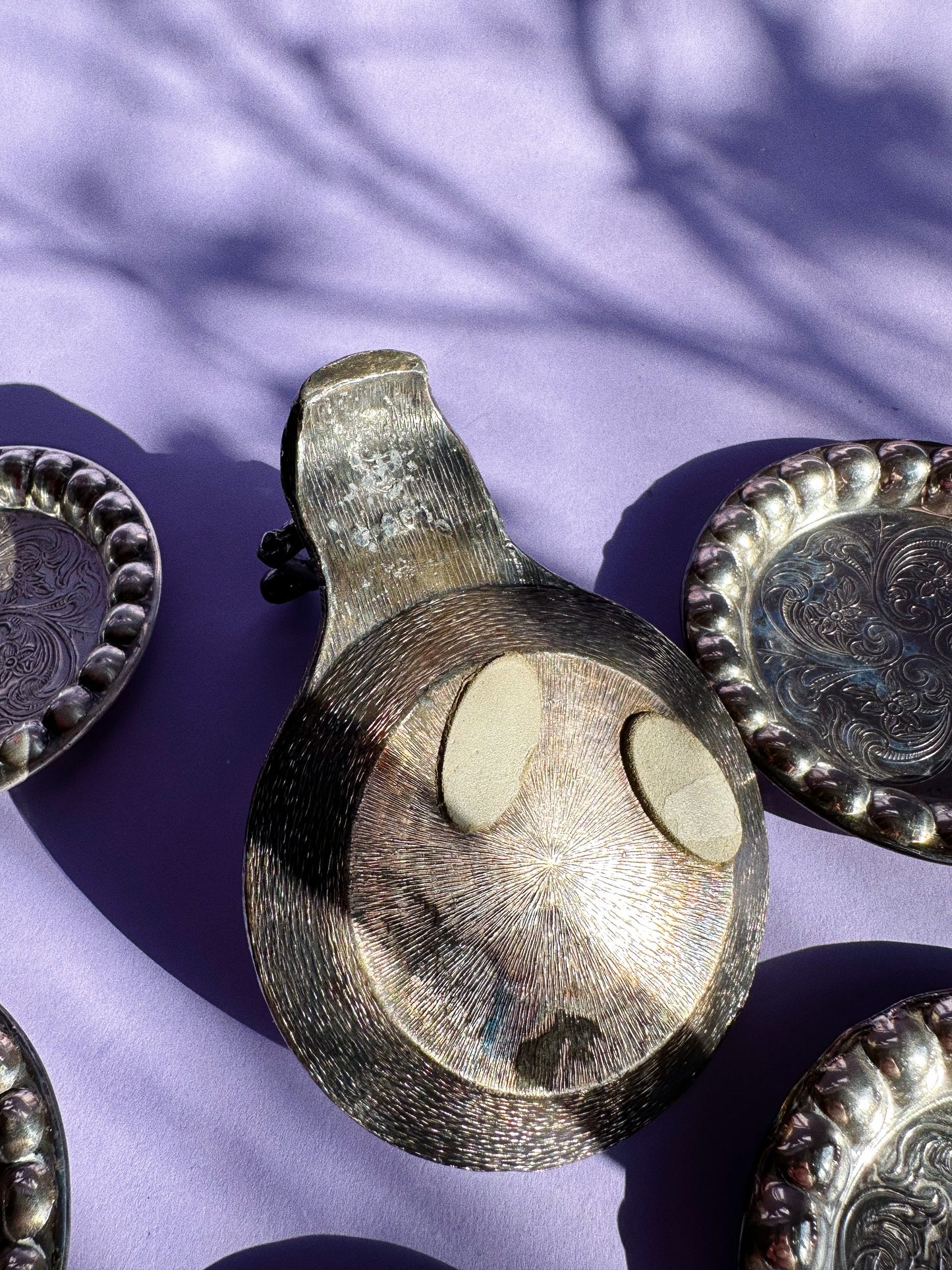 Vintage Rare Art Deco Lady Coasters Silverplated E.P. Copper 901 Set Of 6