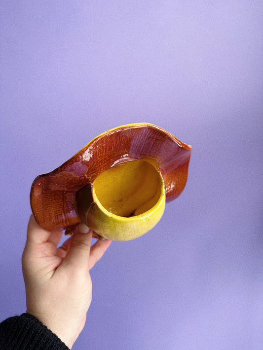 Vintage Mid Century Modern Sun Hat Wall Pocket Planter