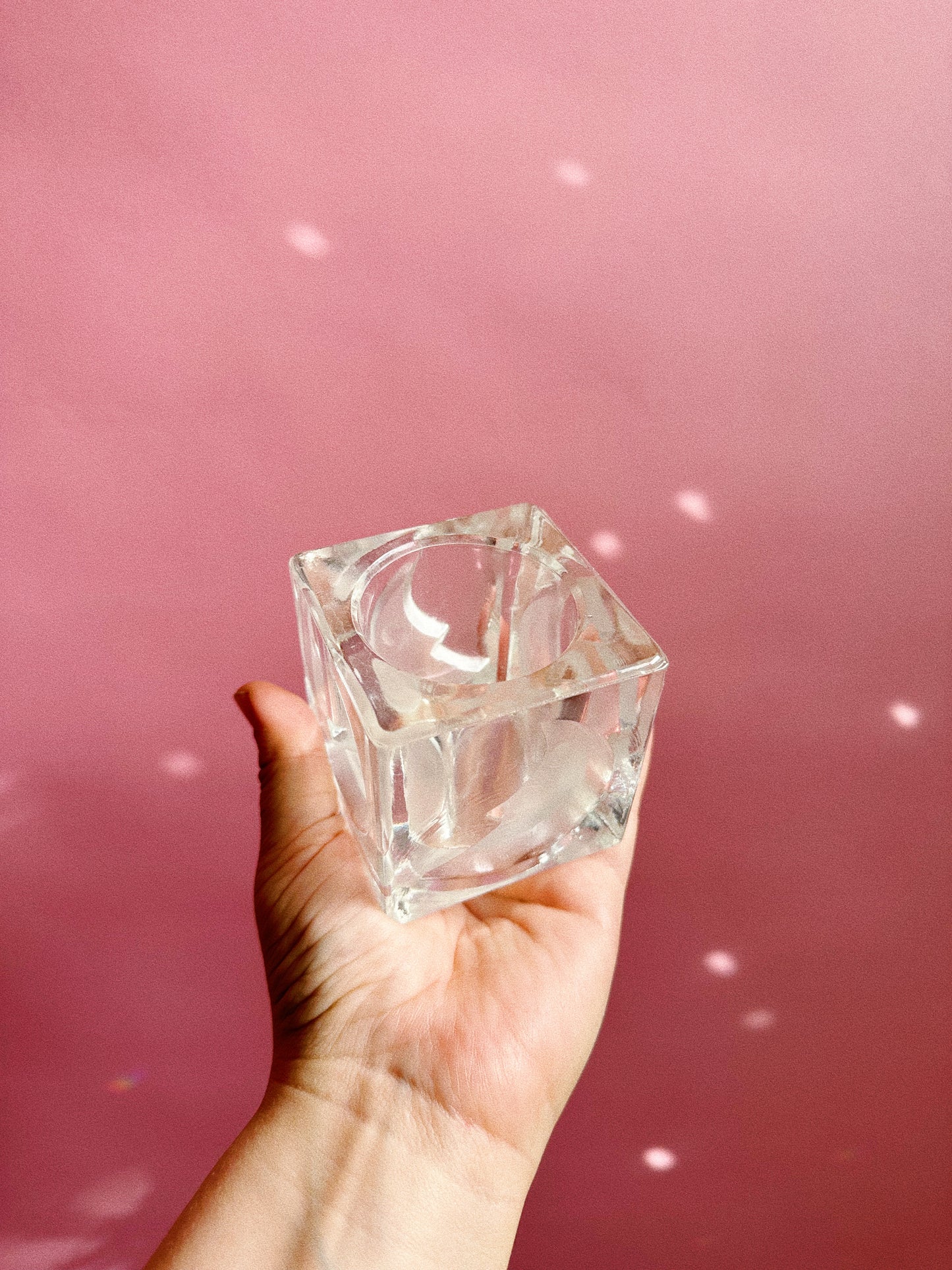 Vintage Heavy Moon Glass Tea Light Holder