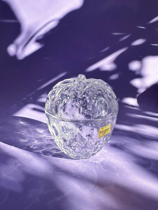 Vintage Luminarc Glass Strawberry Lidded Box Trinket Box Made in France