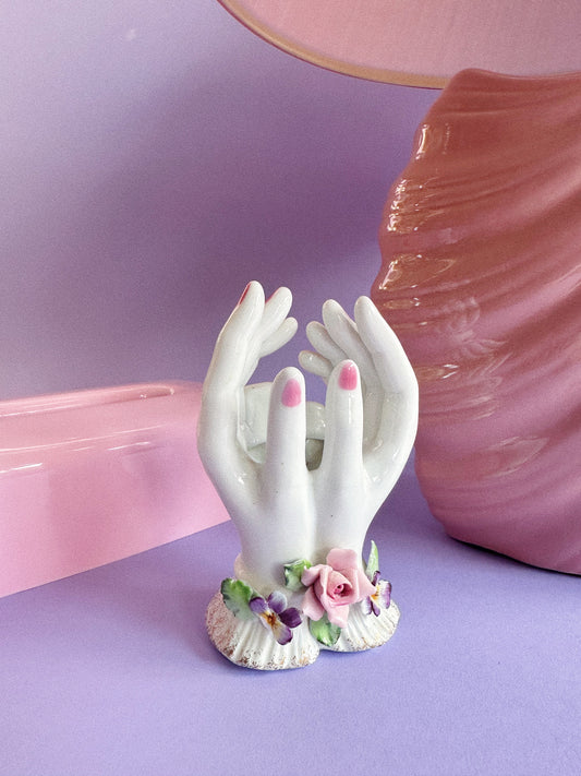 Vintage Porcelain Lamour China Hand Bud Vase