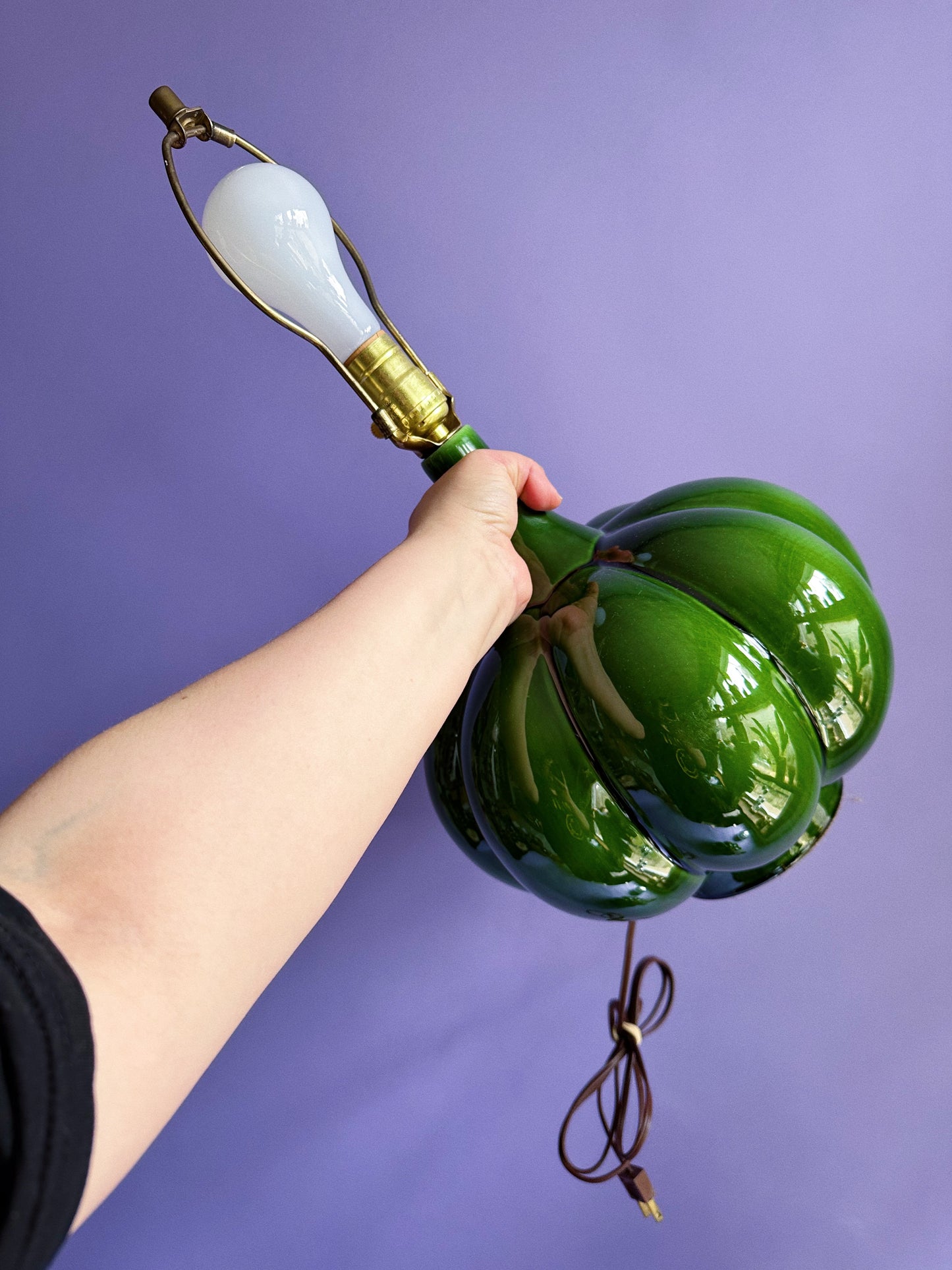 Beautiful Large Green MCM Leviton Glazed Ceramic Lamps