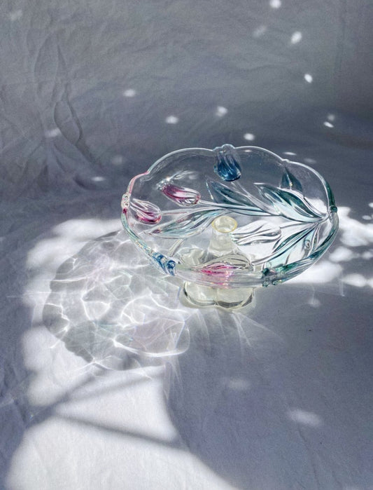 Vintage Mikasa Footed Glass Tulip Platter