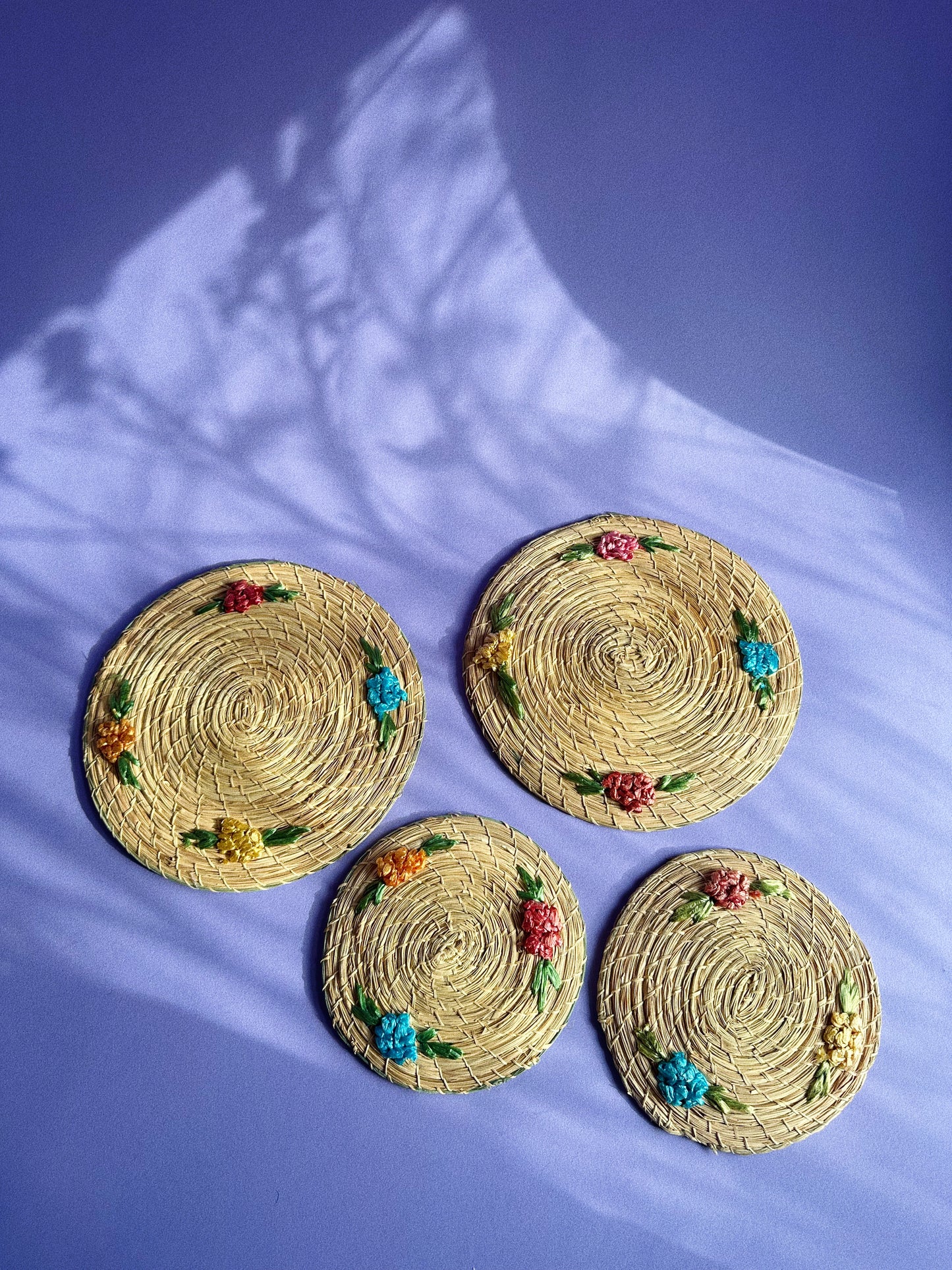 Vintage Woven Raffia Trivets / Coasters