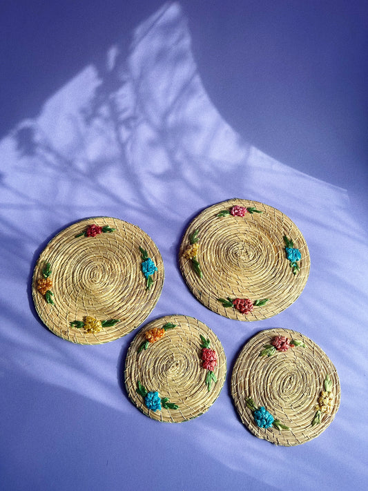 Vintage Woven Raffia Trivets / Coasters