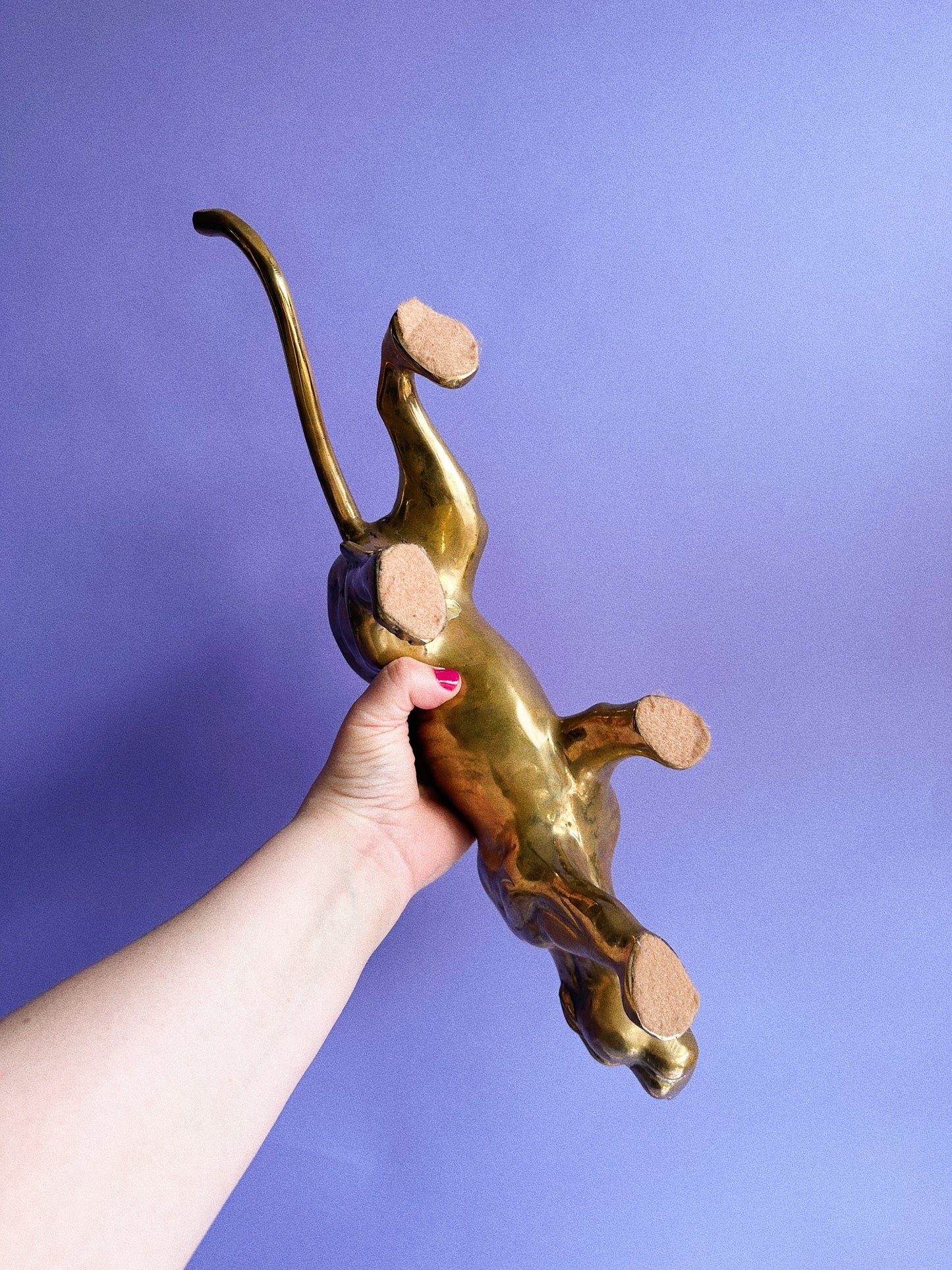 Vintage Large Solid Brass Panther Sculpture
