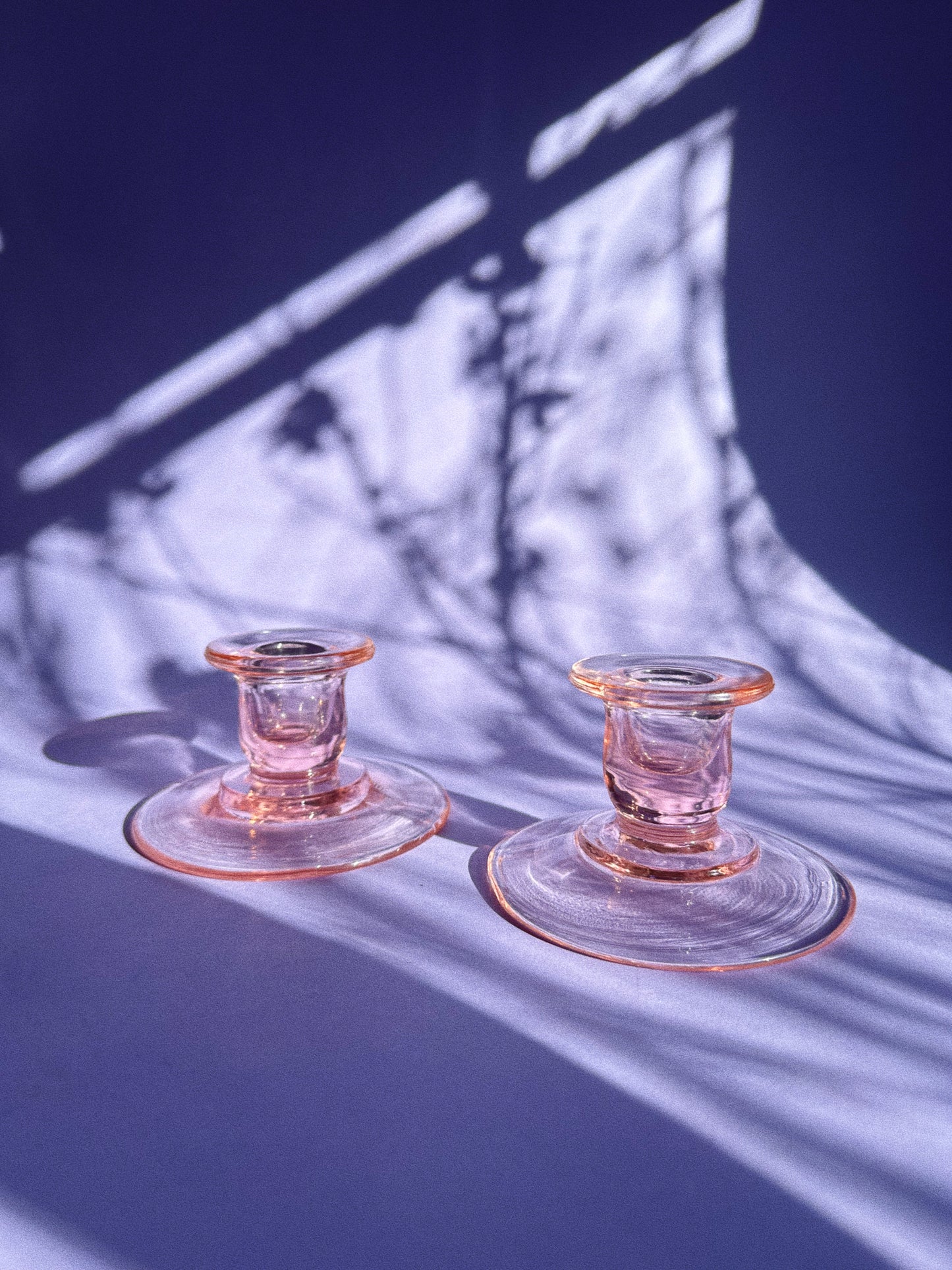 Vintage Pink Depression Glass Candlesticks
