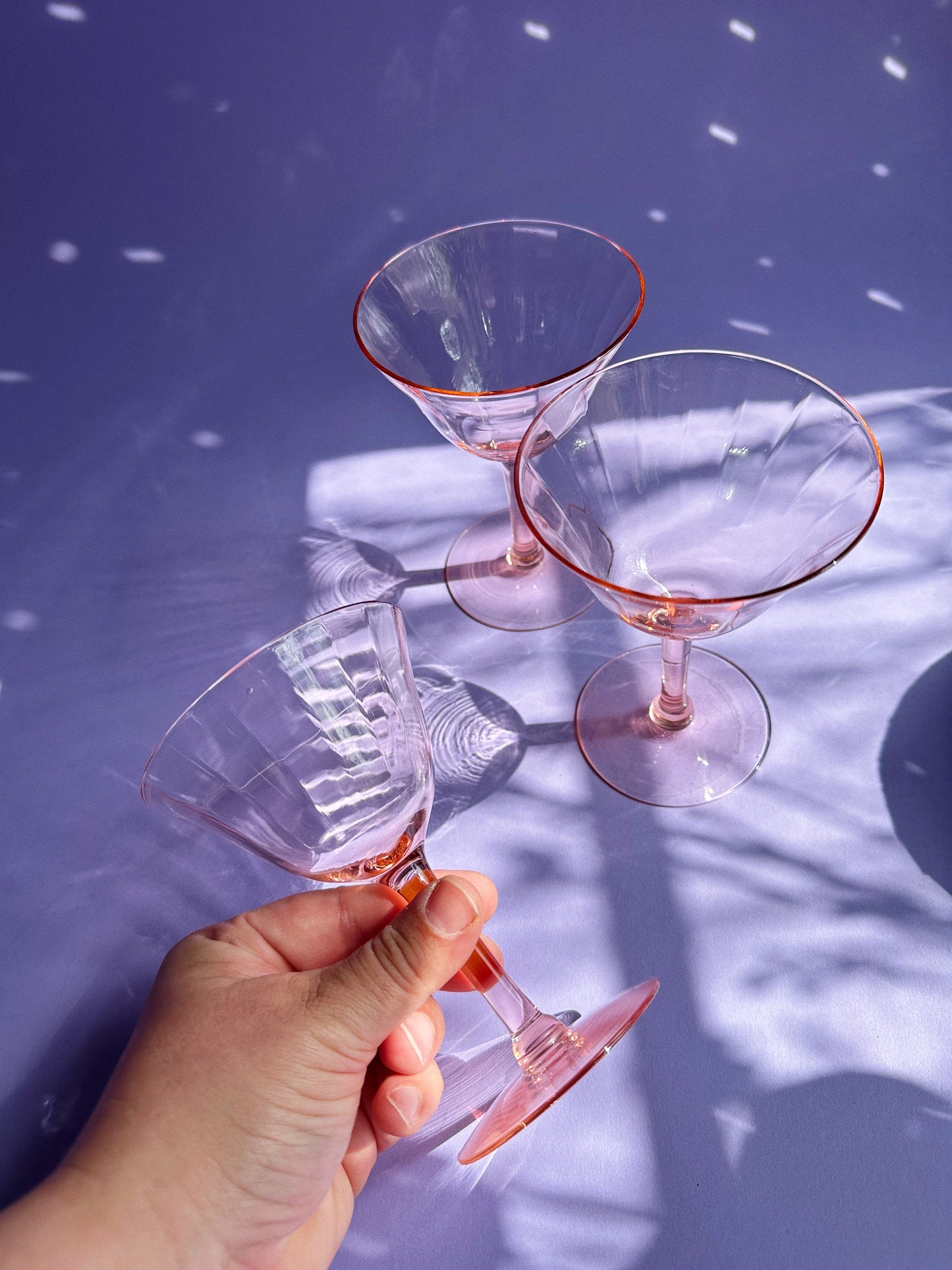 Vintage Pink Cocktail - Martini Glasses,  1950's