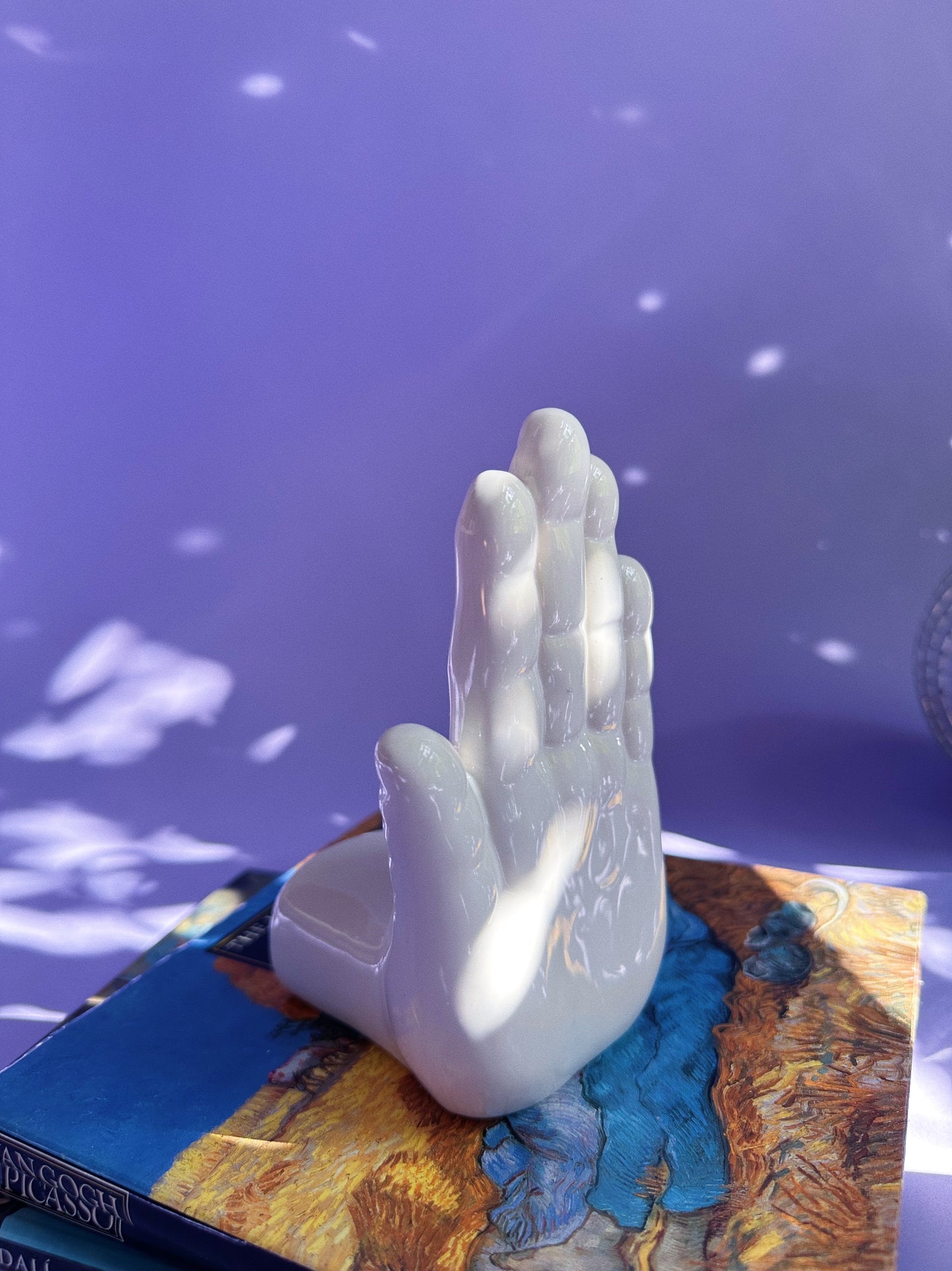 White Ceramic Hands Book Ends VTG 6.25” Weighted W/O Sand MCM NOTE