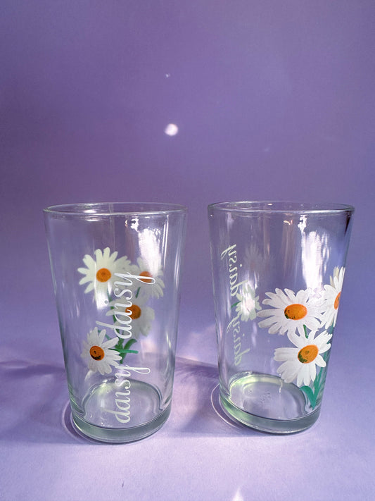 Pair of Vintage Daisy Juice Glasses