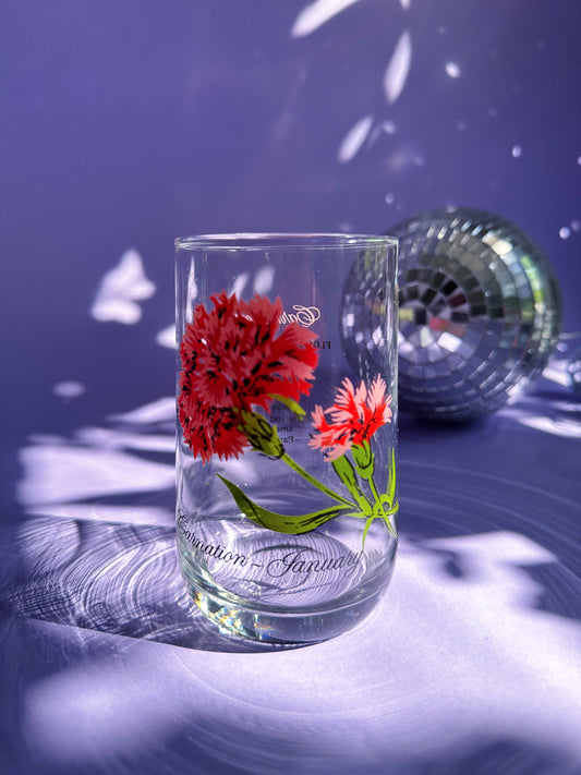 Vintage Floral Brockway Carnation January Medium Glass Tumbler
