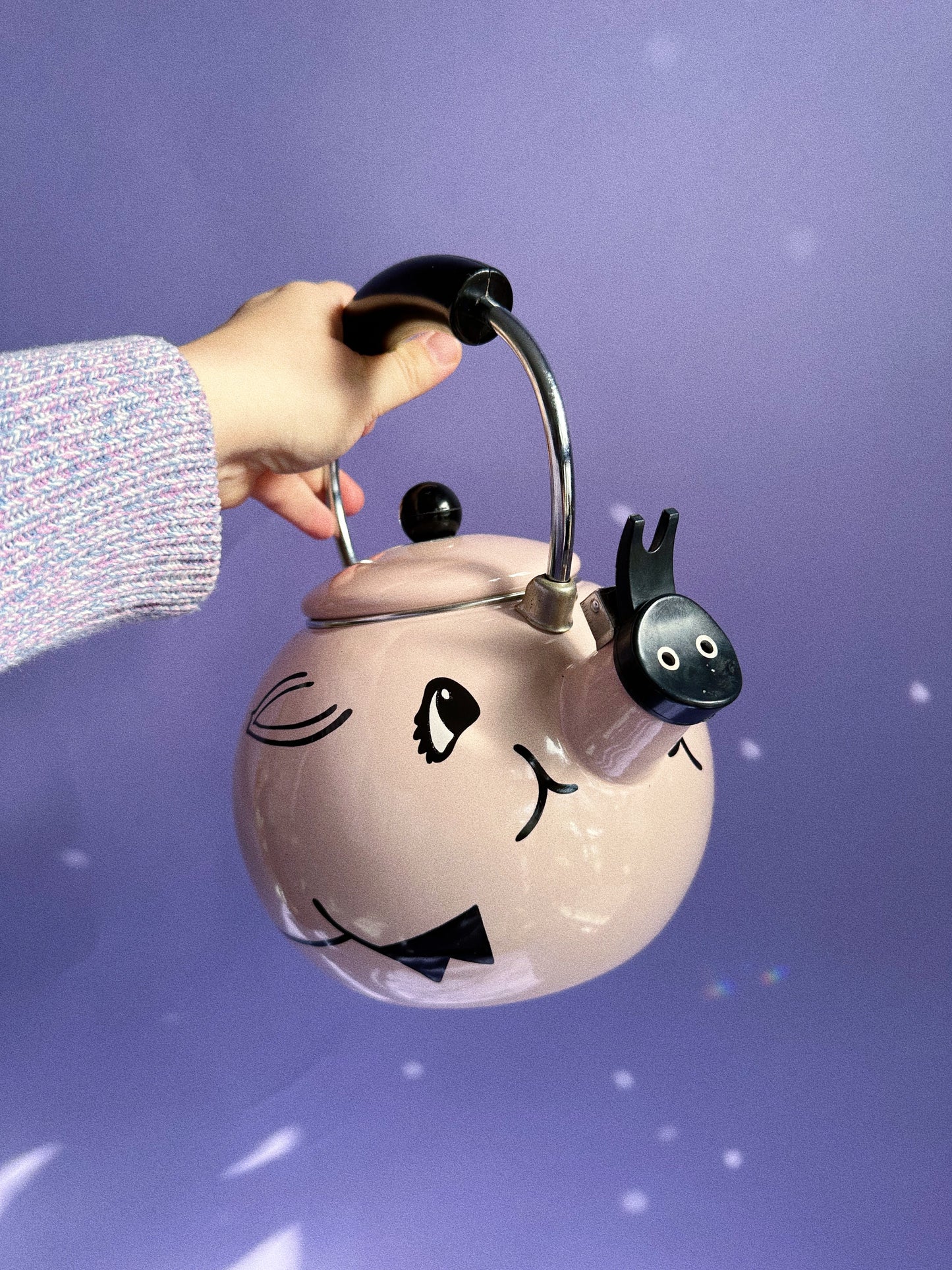 Vintage Kamenstein Pink Pig Whistling Teapot Tea Kettle Piggy Enamel