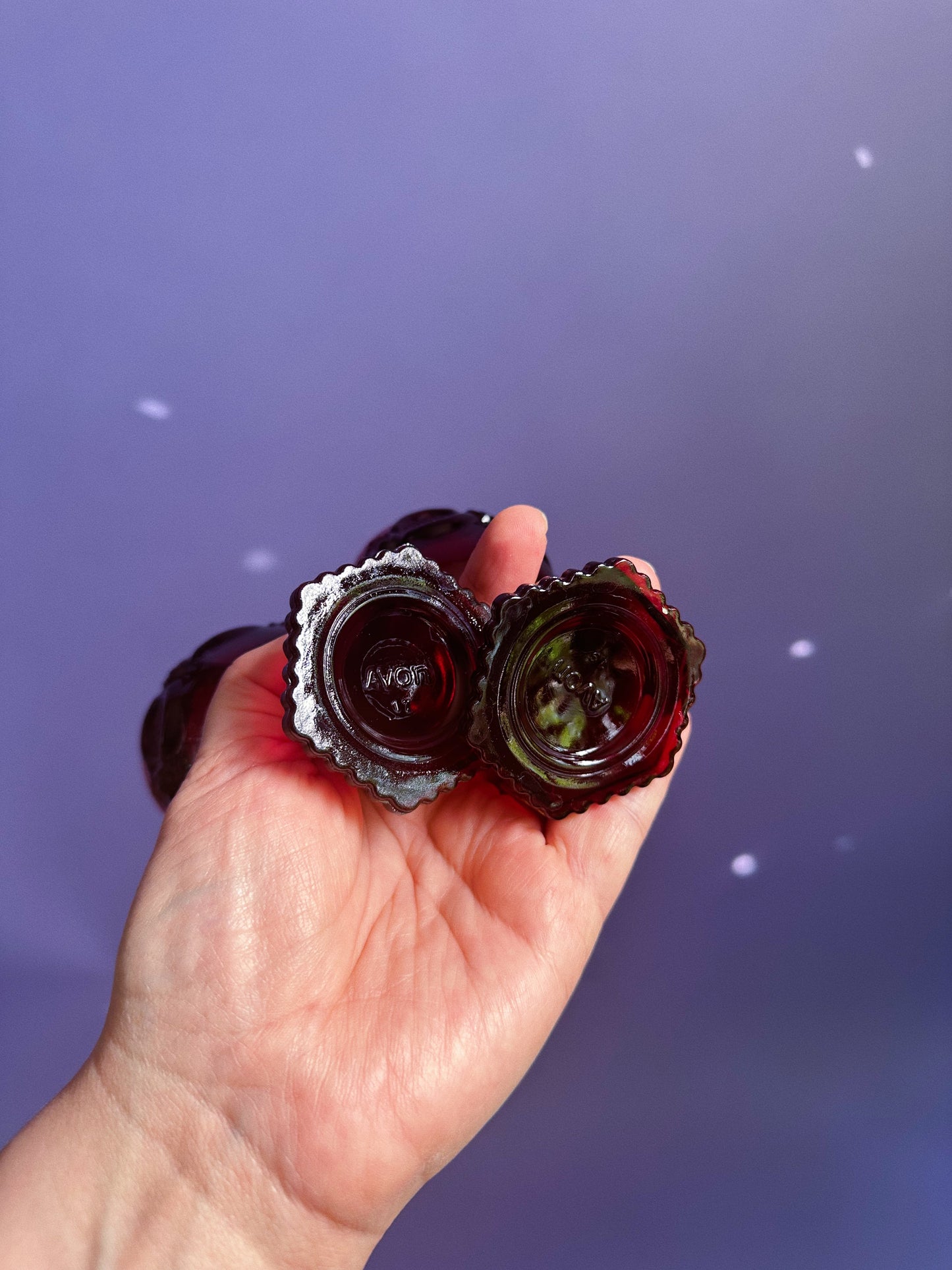 Pair Of Vintage Avon Cape Cod Ruby Red 1876 Wine Goblets Hexagonal Bottom Foot