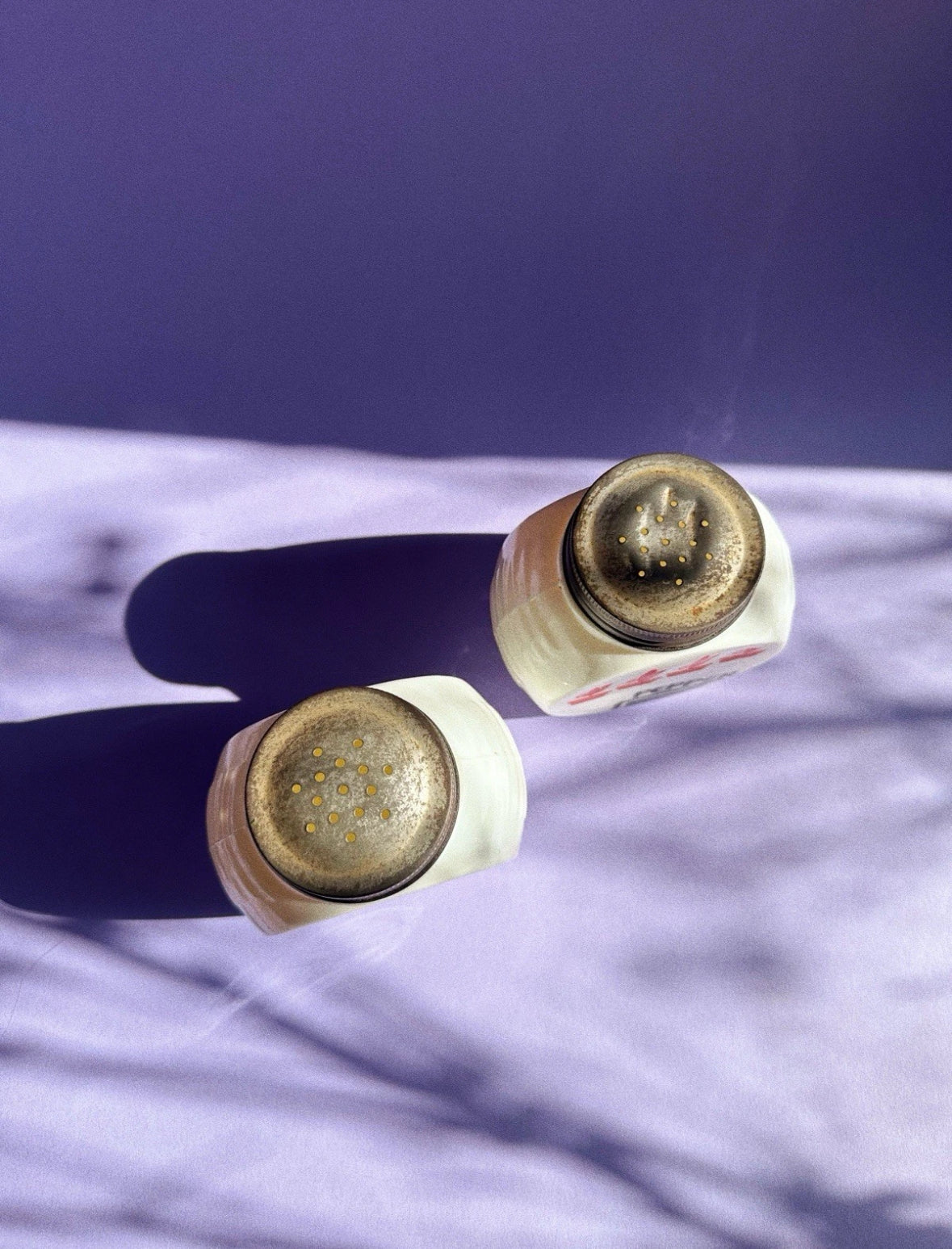 Vintage Fire-King Uranium Vitrock Red Flower Pots Salt & Pepper Set c.1950