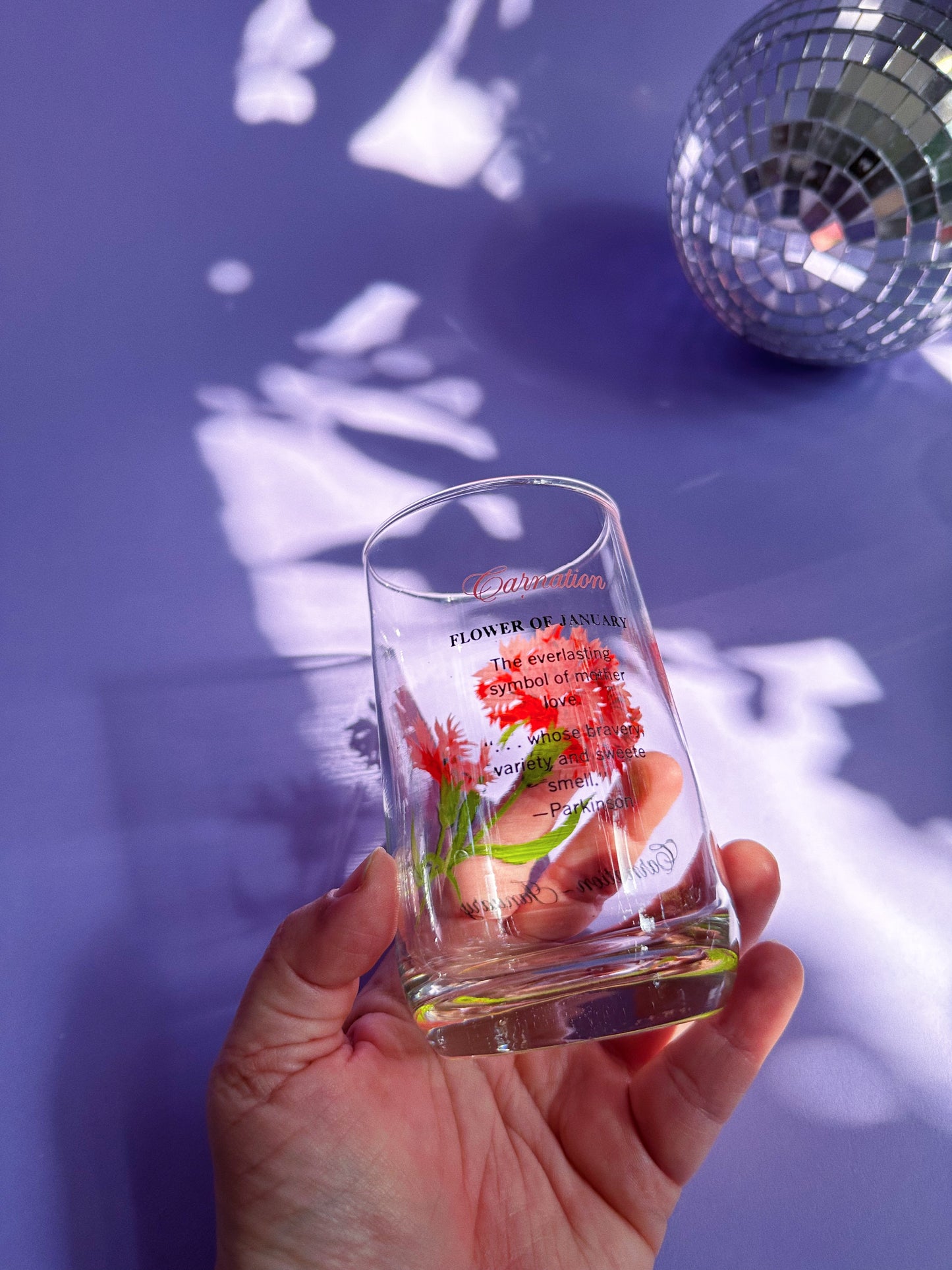 Vintage Floral Brockway Carnation January Medium Glass Tumbler