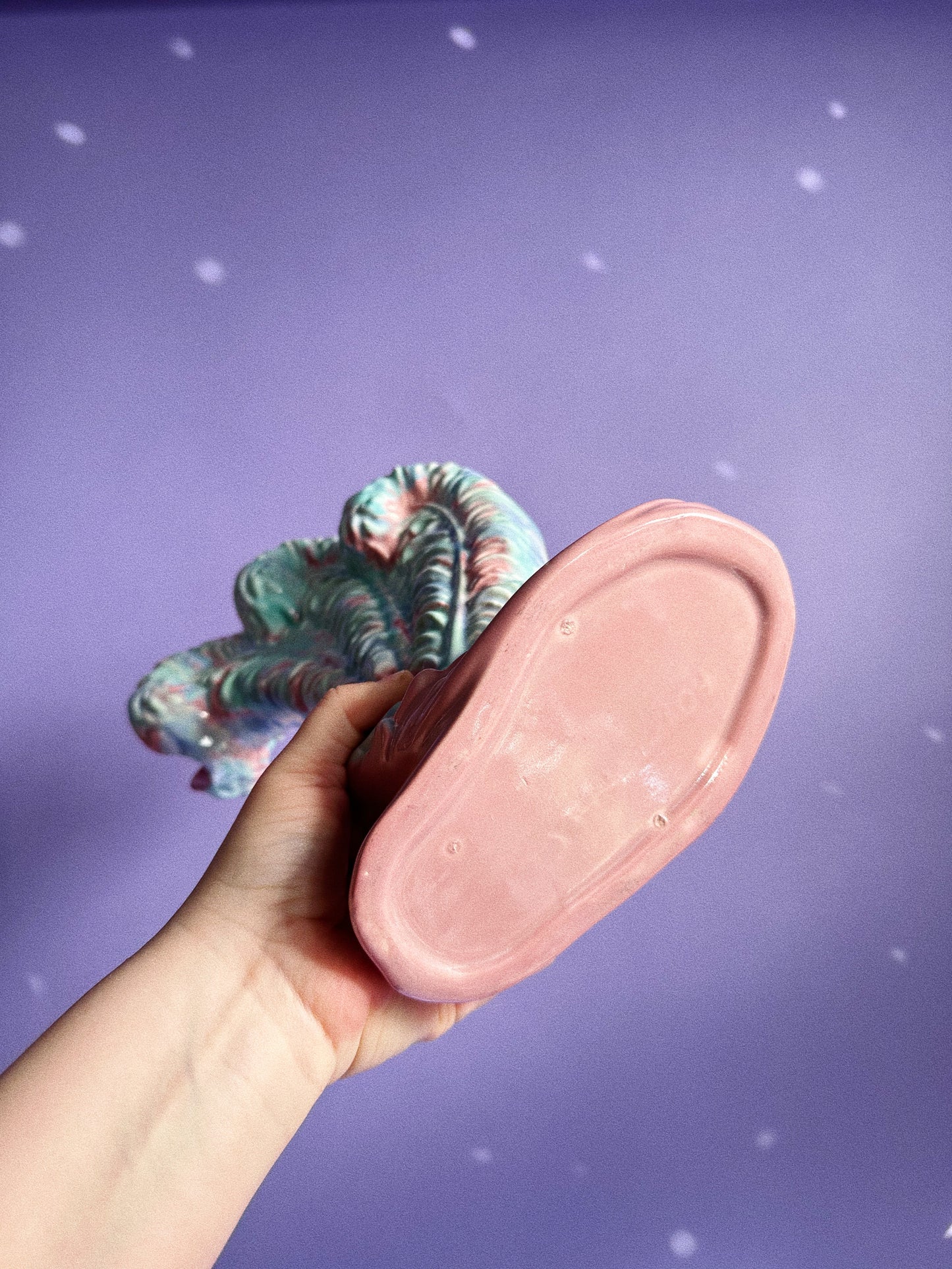 Vintage Royal Haeger Pottery Blue and Pink Large Peacock Vase