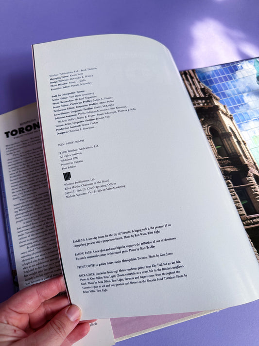 Vintage Metropoliton Toronto Working Towards The Future Hardcover Coffee Table Book