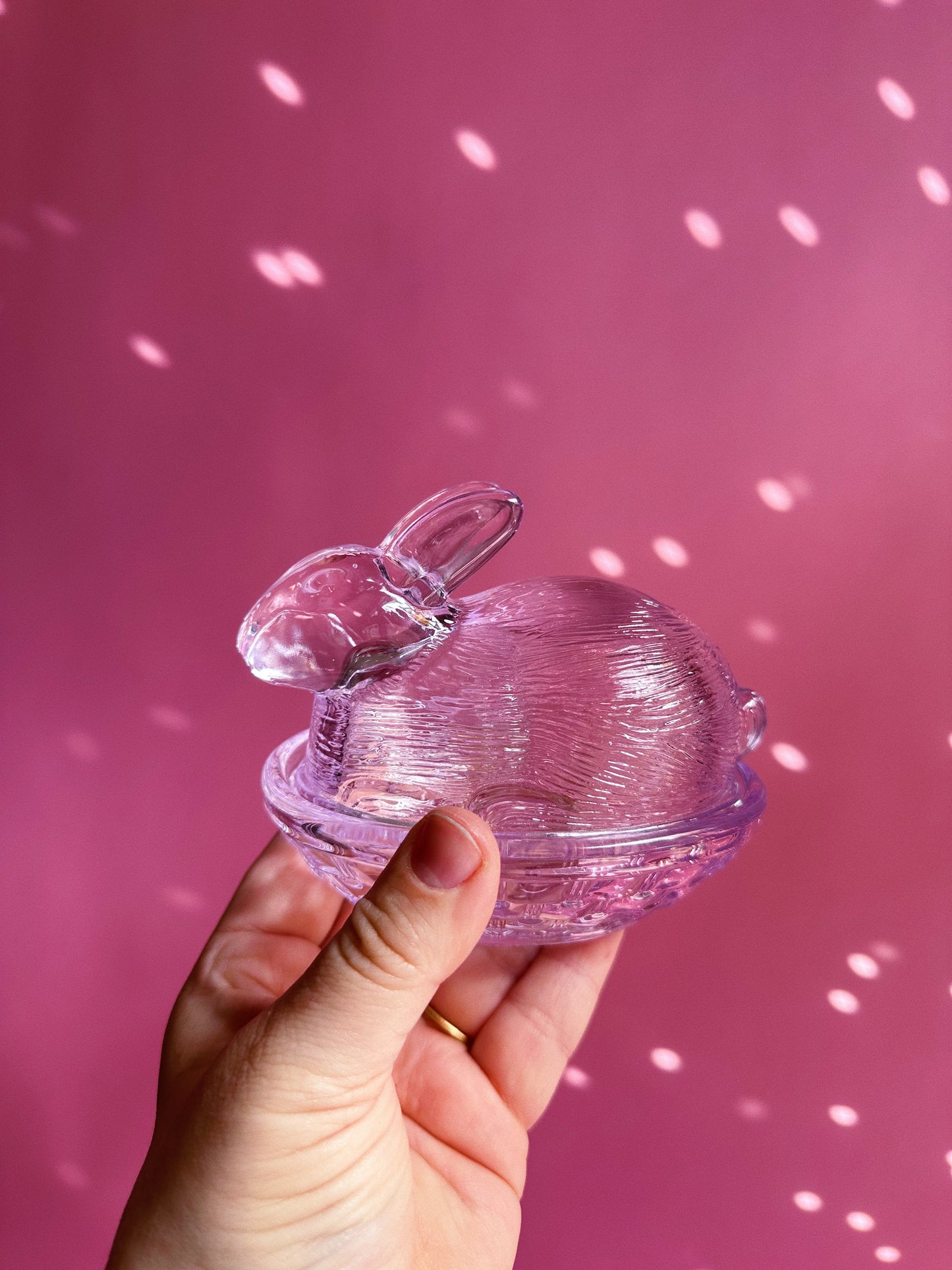 Purple Indiana Glass Bunny Rabbit Lidded Trinket Dish