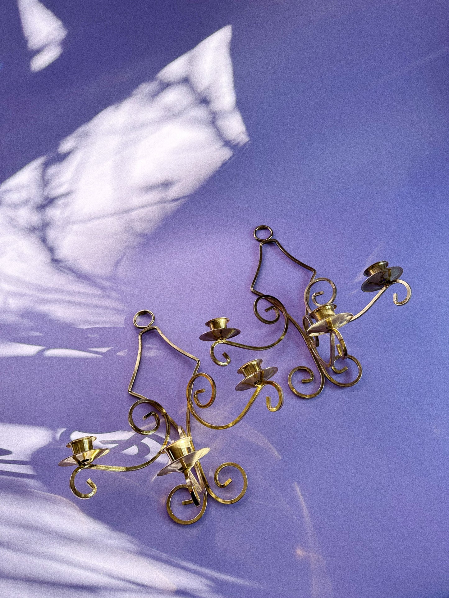 Pair of Vintage Brass 3 Candle Wall Sconces