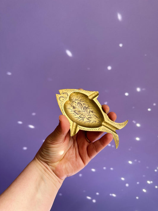 Vintage Brass Fish Ashtray