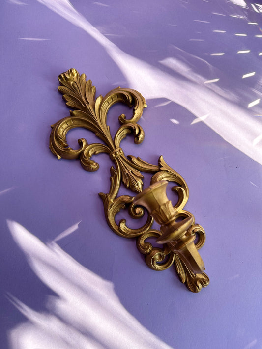 Vintage Gold Burwood Plastic Wall Candle Sconce for Tapers