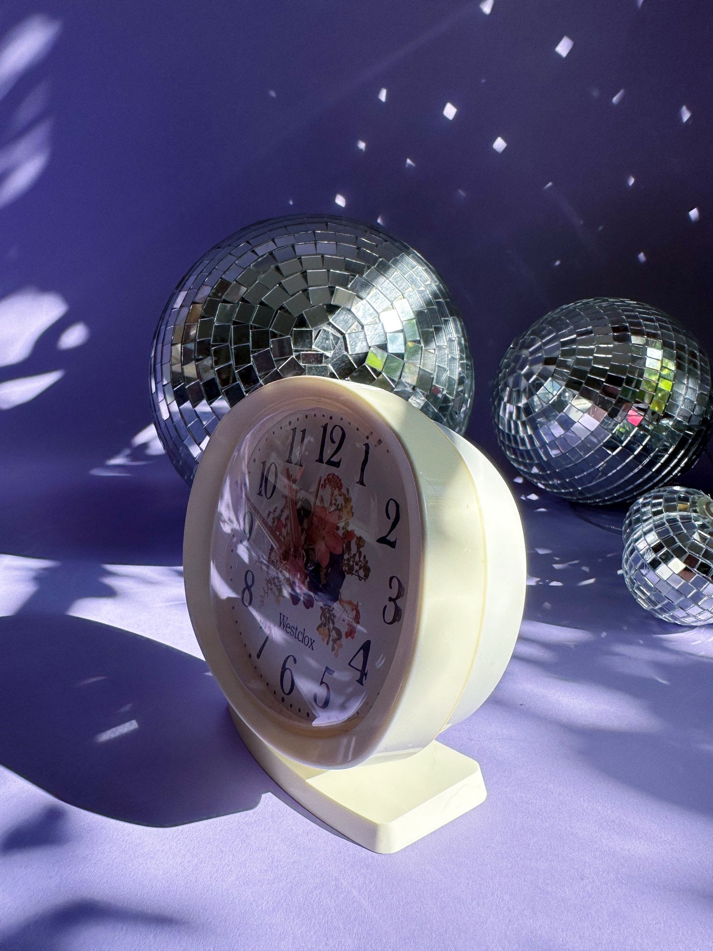 Vintage Westclox Wind-Up Alarm Clock w/ Floral Face Lady Ben