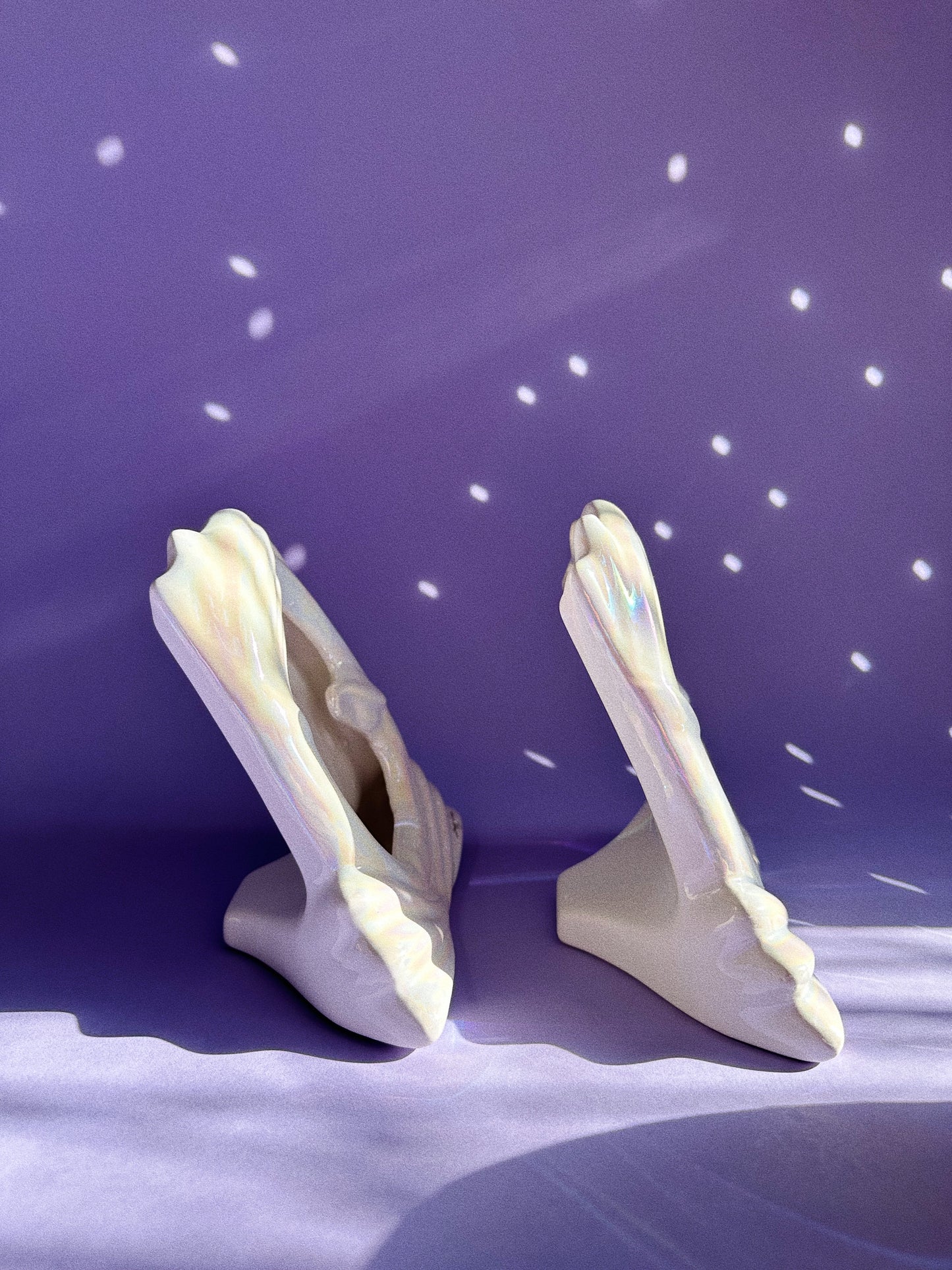 Vintage Pair of Iridescent White Lady Grace Photo Frames