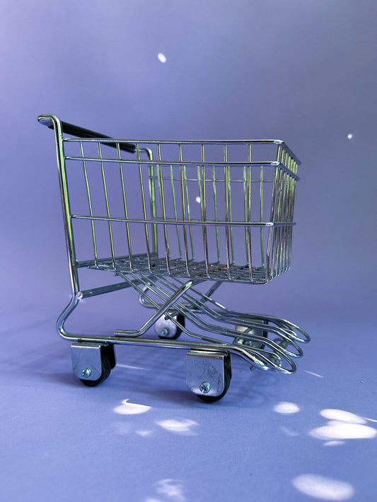 Mini Small Shopping Trolley Cart Metal Basket Collectable