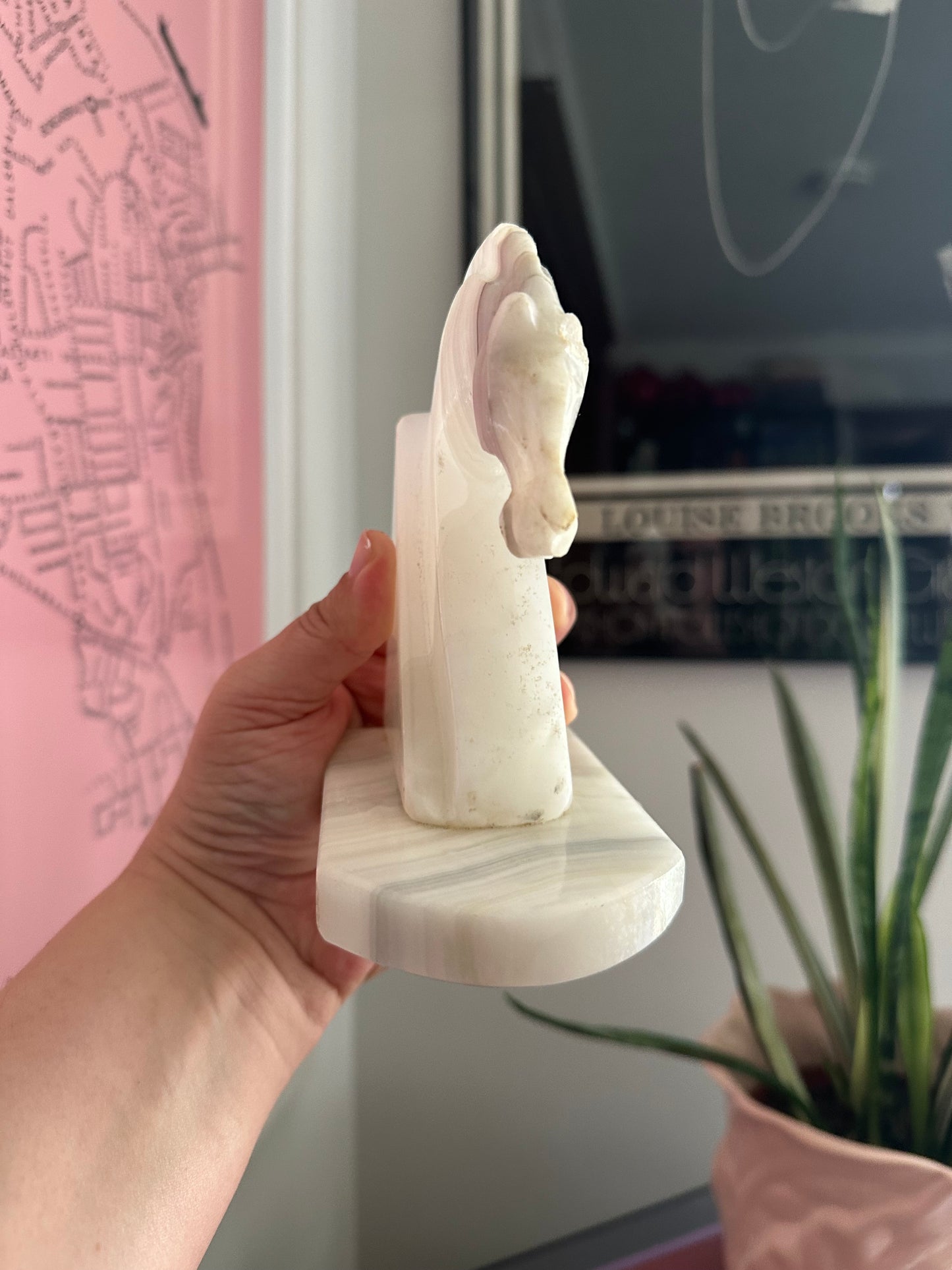 Heavy Vintage Onyx Horse Head Bookend / Sculpture