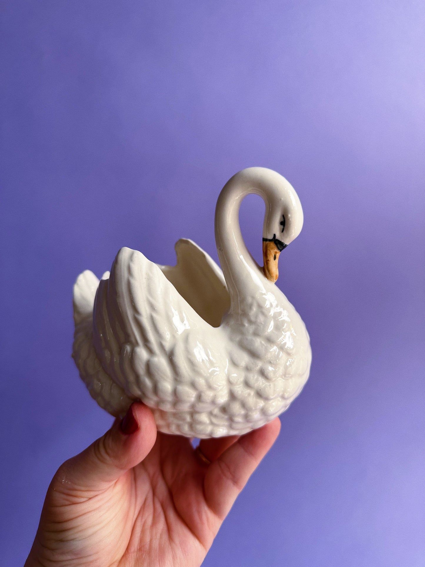 Vintage Porcelain Swan Dish / Planter / Cache Pot Made in Czechoslovakia