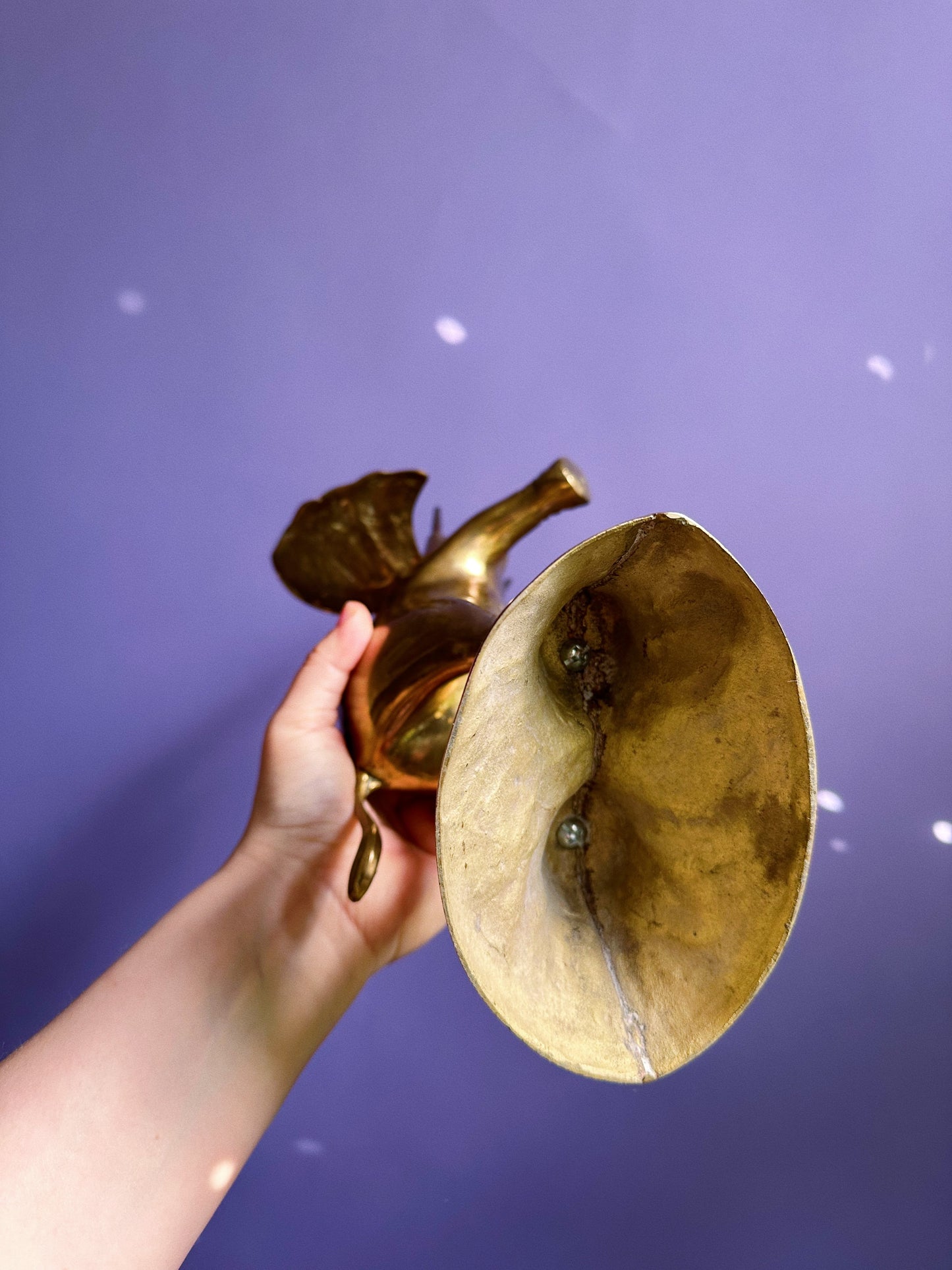 Vintage Brass Standing Elephant Statue Figure 17” Mid Century Tusks Heavy