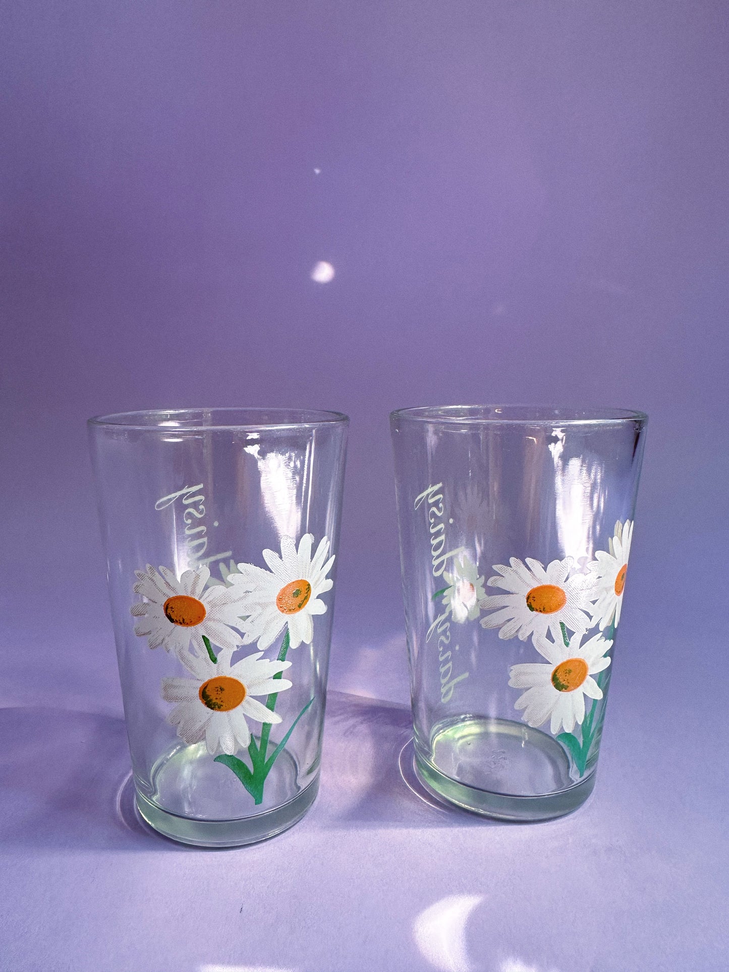 Pair of Vintage Daisy Juice Glasses