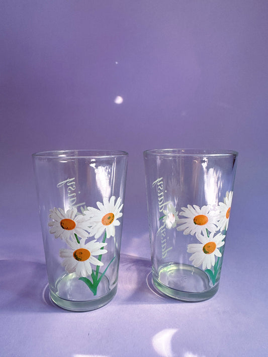 Pair of Vintage Daisy Juice Glasses