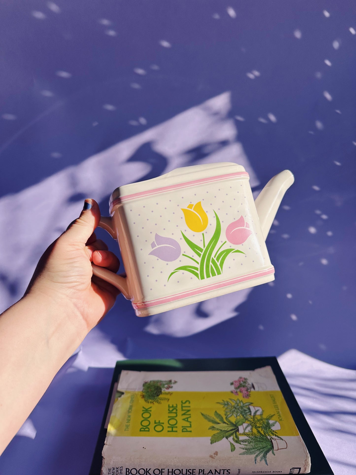 Vintage 1980s Ceramic Tulips Teleflora Plant Watering Pitcher