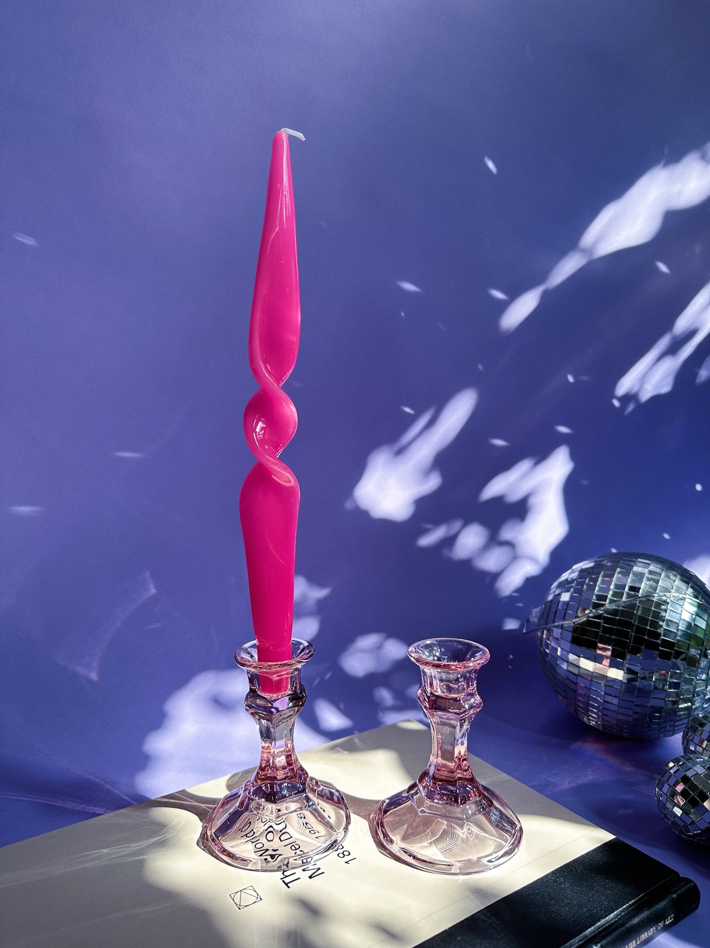 Pair Of Vintage Purple Amethyst Depression Glass Candlestick Candle Holders