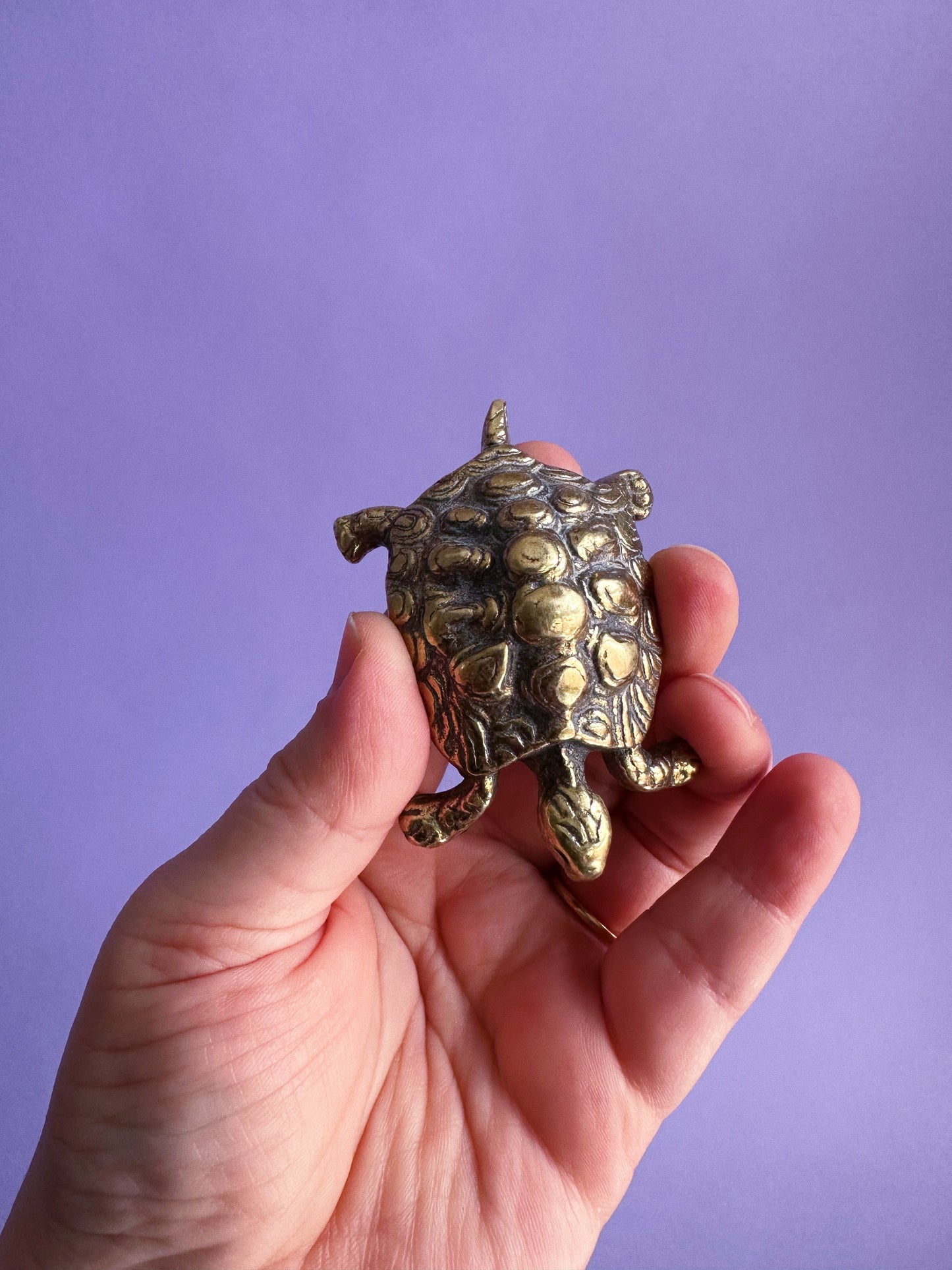 Vintage Brass Turtle Sculpture Paperweight
