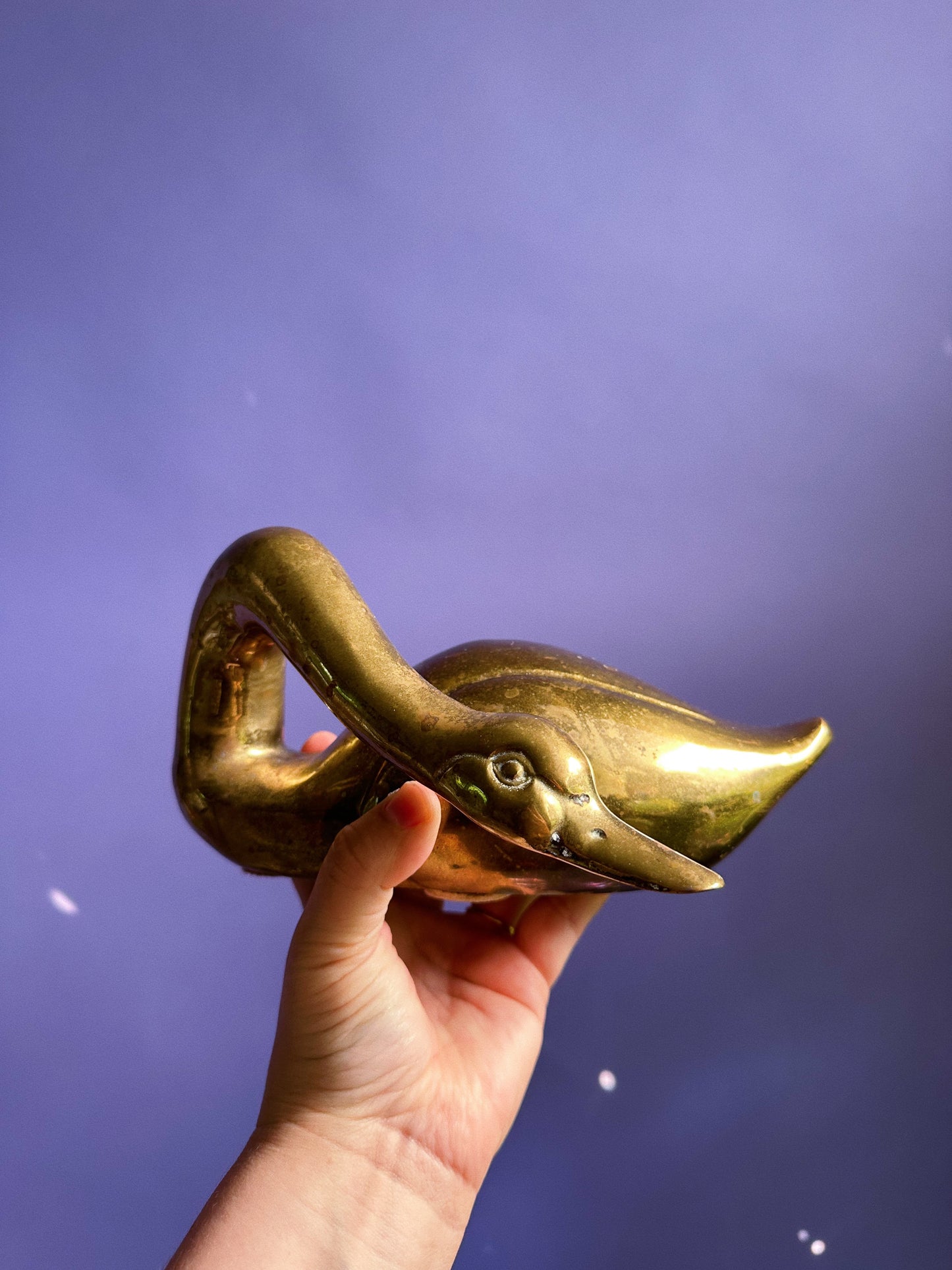 Vintage Pair of Solid Brass Geese Swan Mid Century Brass Intertwined Sculptures