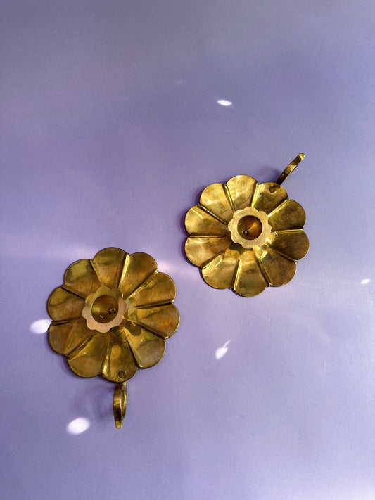 Pair of Brass Chamber Candlesticks for Taper Candles