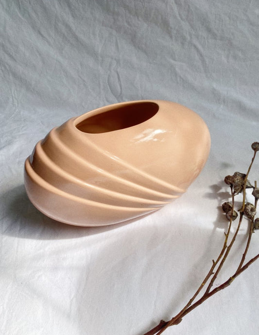 Vintage 80s Art Deco Revival Peachy / Pink Vase