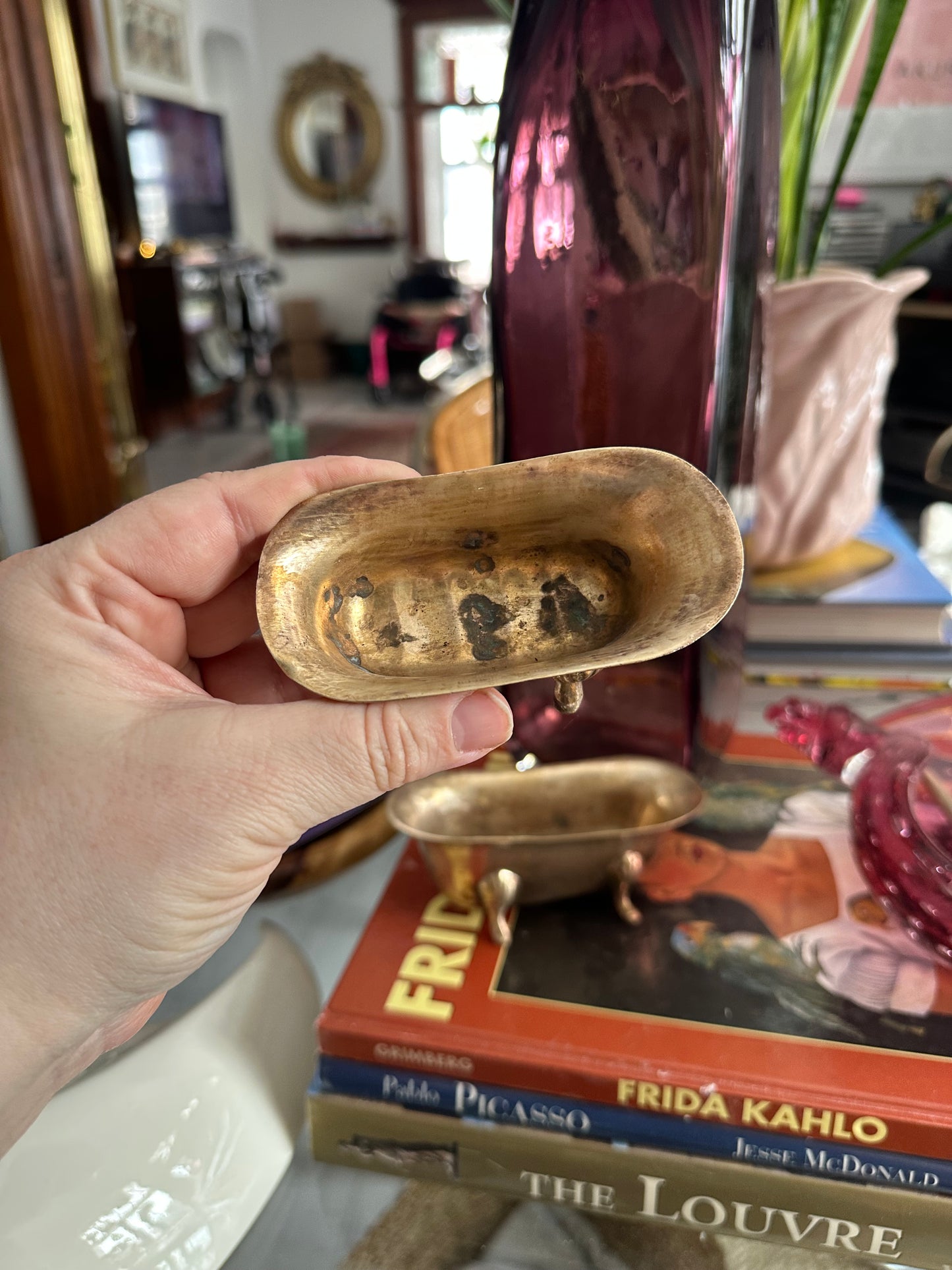 Vintage Brass Bath Tub Sculptures